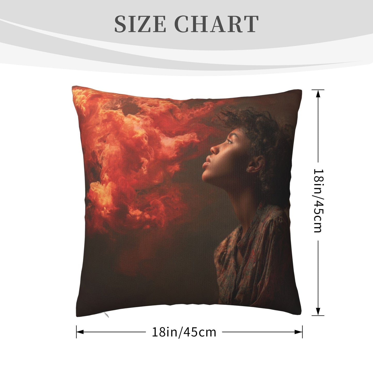 18"x18" Red Flame Cloud Portrait Pillow Cover – Surreal Photography Art Throw Cushion for Modern Interiors