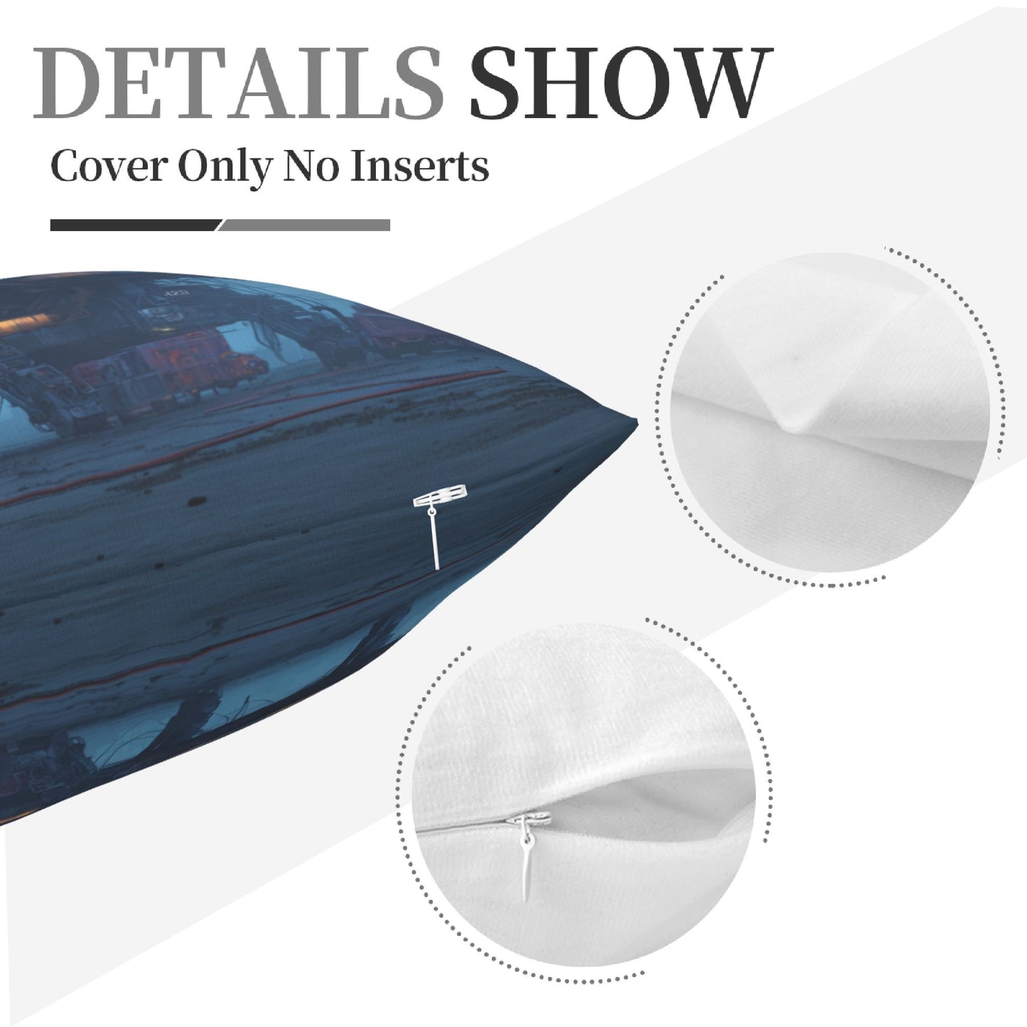 18"x18" Cyberpunk Fog Base Pillow Cover – Futuristic Industrial Building Illustration Cushion for Sci-Fi Interiors