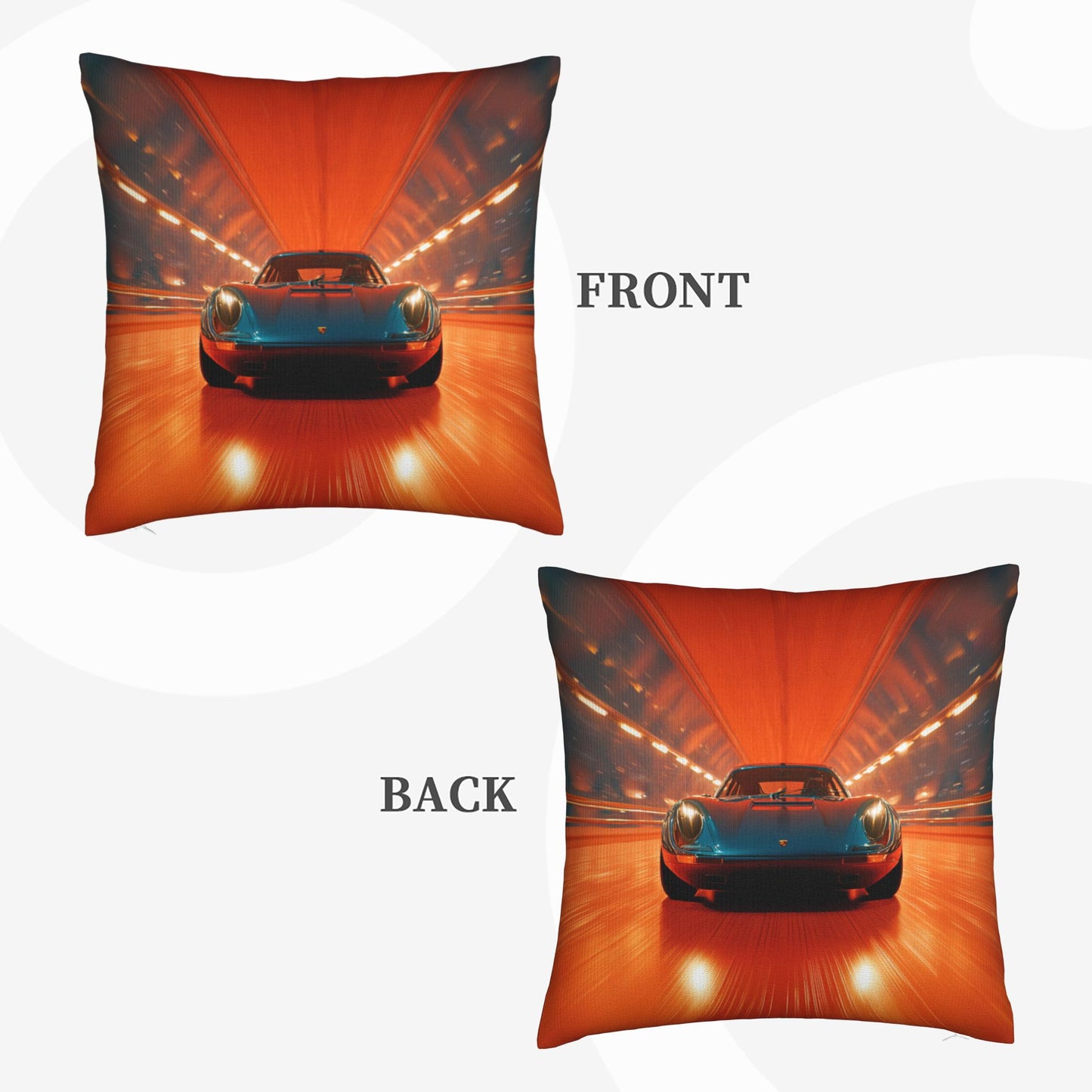 18"x18" Racing Car Tunnel Throw Pillow Cover – Speed Theme Decorative Cushion Case for Couch, Bedroom, or Car Seat
