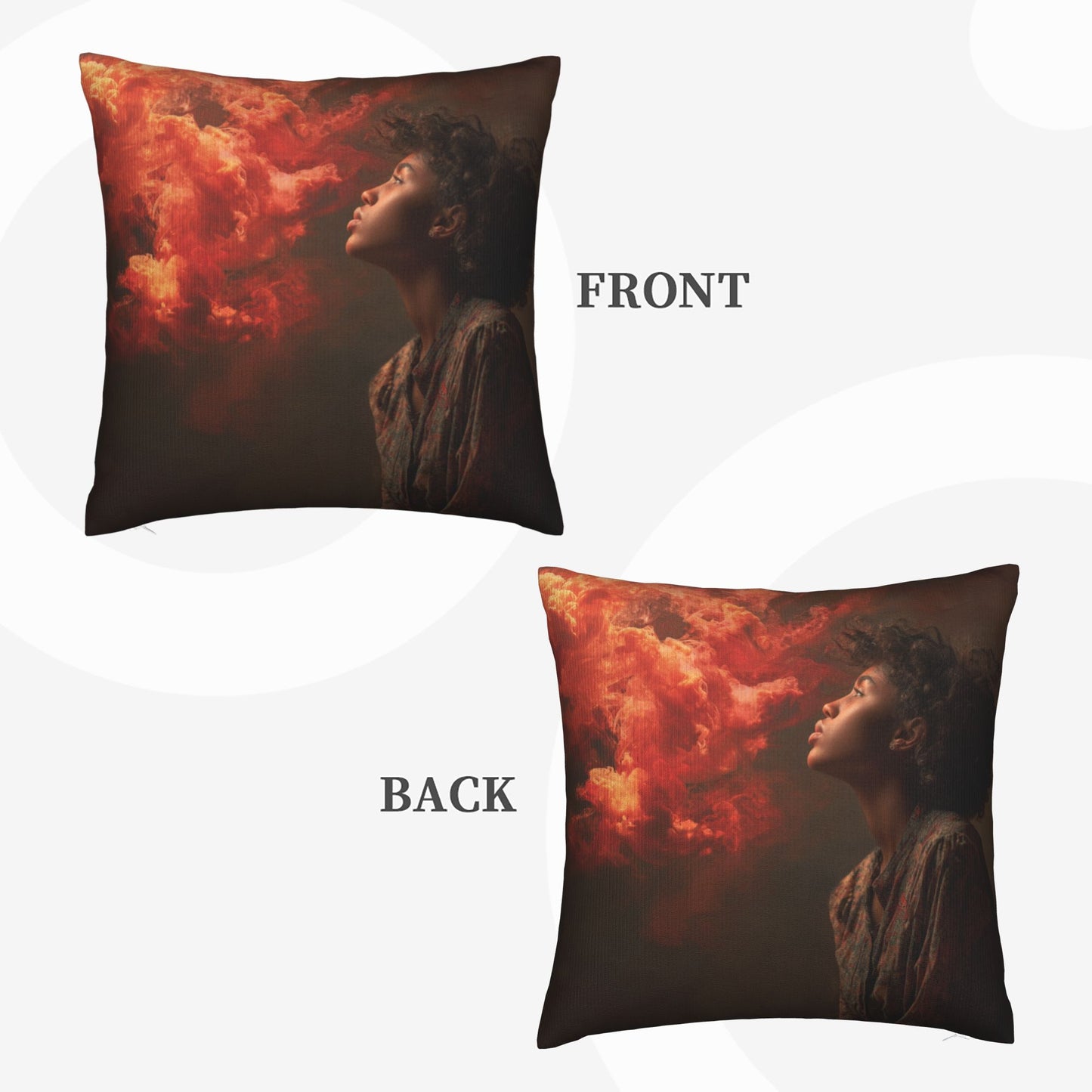 18"x18" Red Flame Cloud Portrait Pillow Cover – Surreal Photography Art Throw Cushion for Modern Interiors
