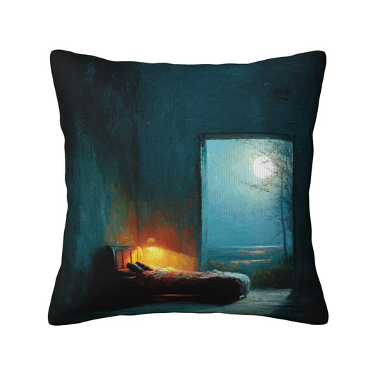18"x18" Tranquil Moonlit Bedroom Pillow Cover – Dreamy Art Throw Cushion Case for Sofa or Bed