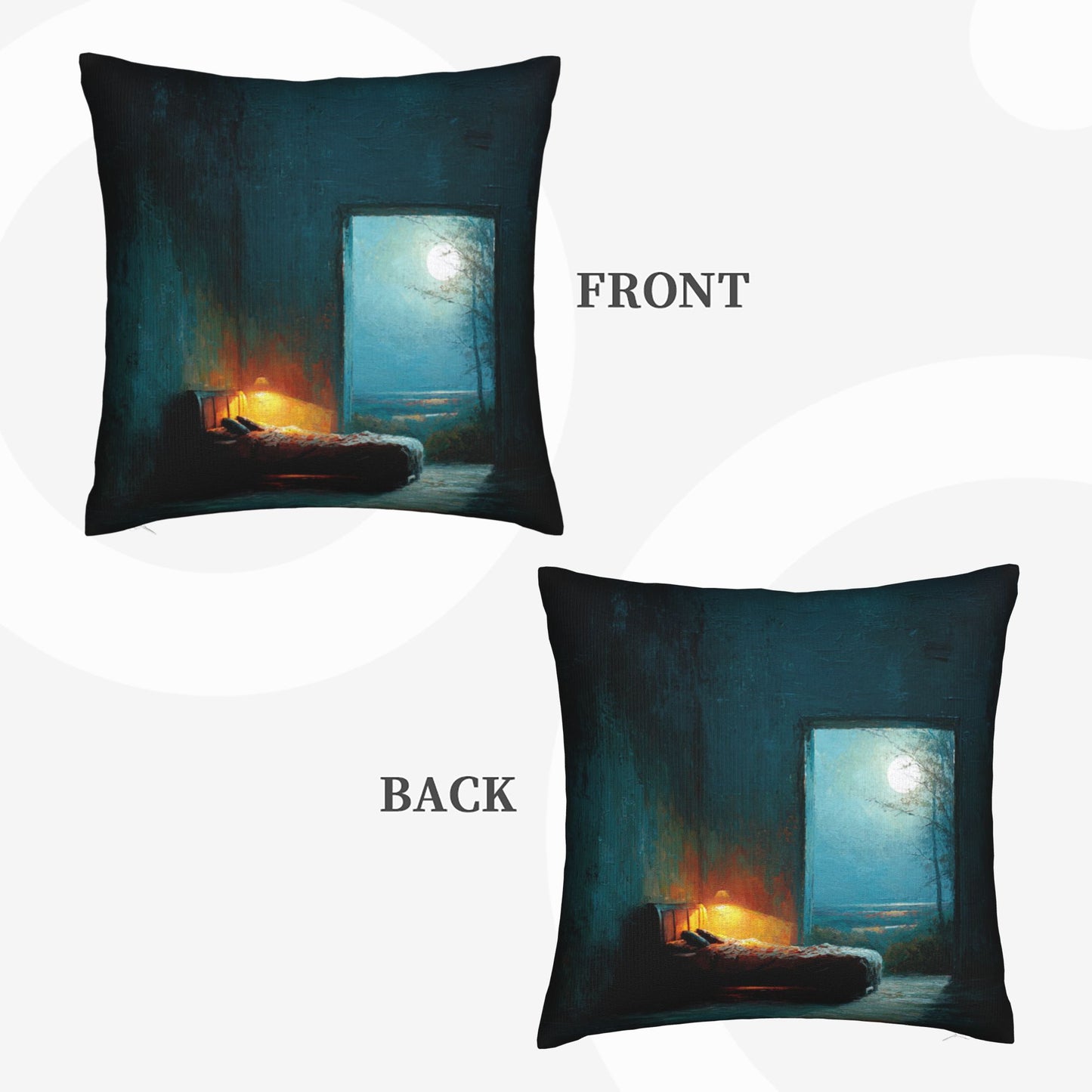 18"x18" Tranquil Moonlit Bedroom Pillow Cover – Dreamy Art Throw Cushion Case for Sofa or Bed