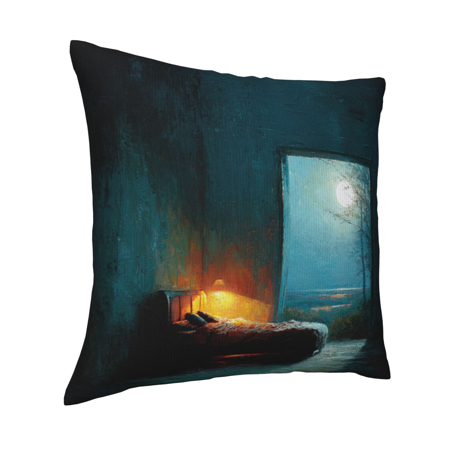 18"x18" Tranquil Moonlit Bedroom Pillow Cover – Dreamy Art Throw Cushion Case for Sofa or Bed