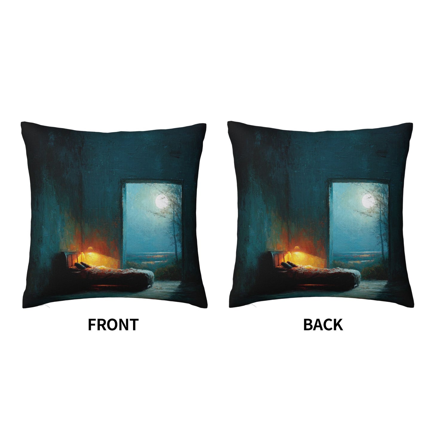 18"x18" Tranquil Moonlit Bedroom Pillow Cover – Dreamy Art Throw Cushion Case for Sofa or Bed