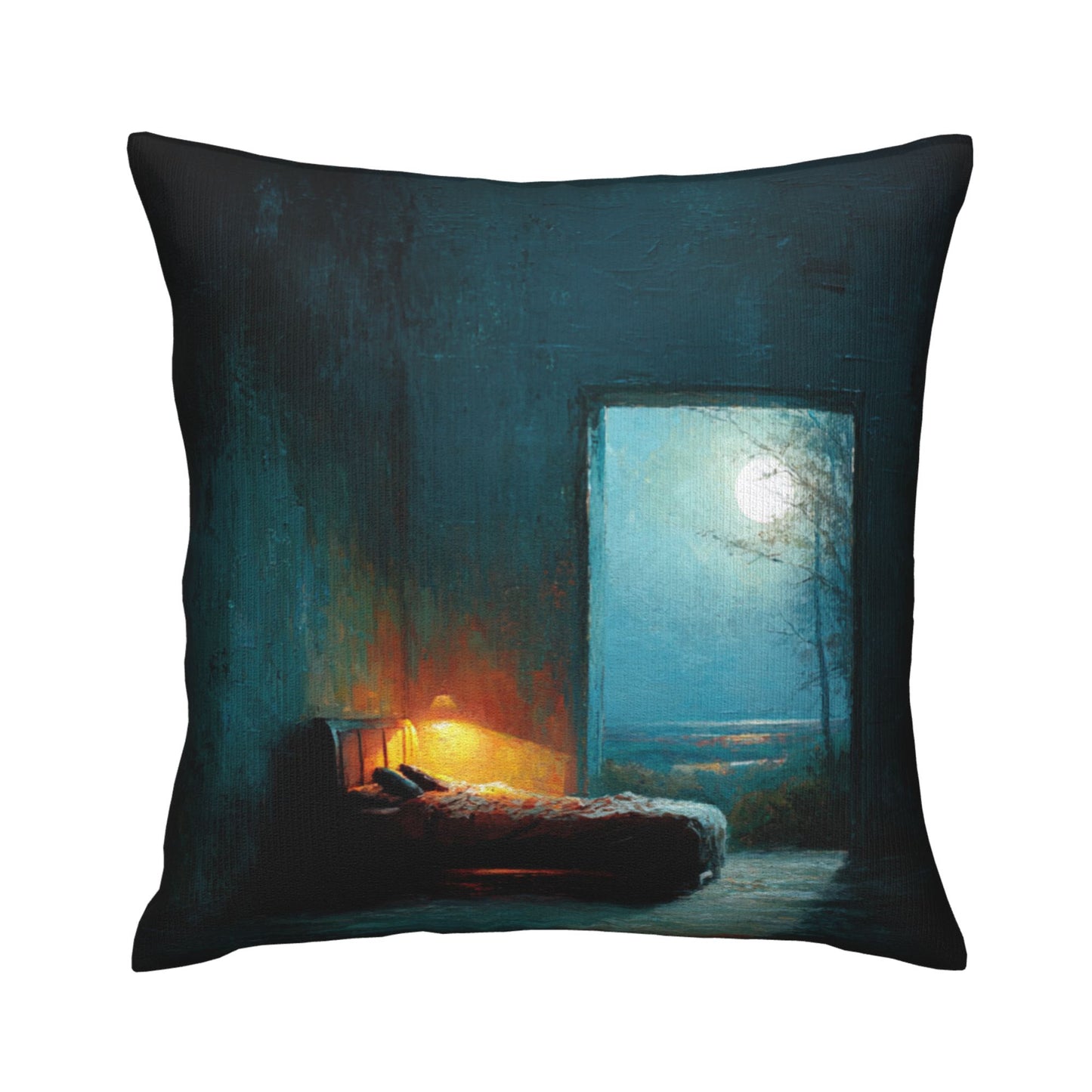 18"x18" Tranquil Moonlit Bedroom Pillow Cover – Dreamy Art Throw Cushion Case for Sofa or Bed