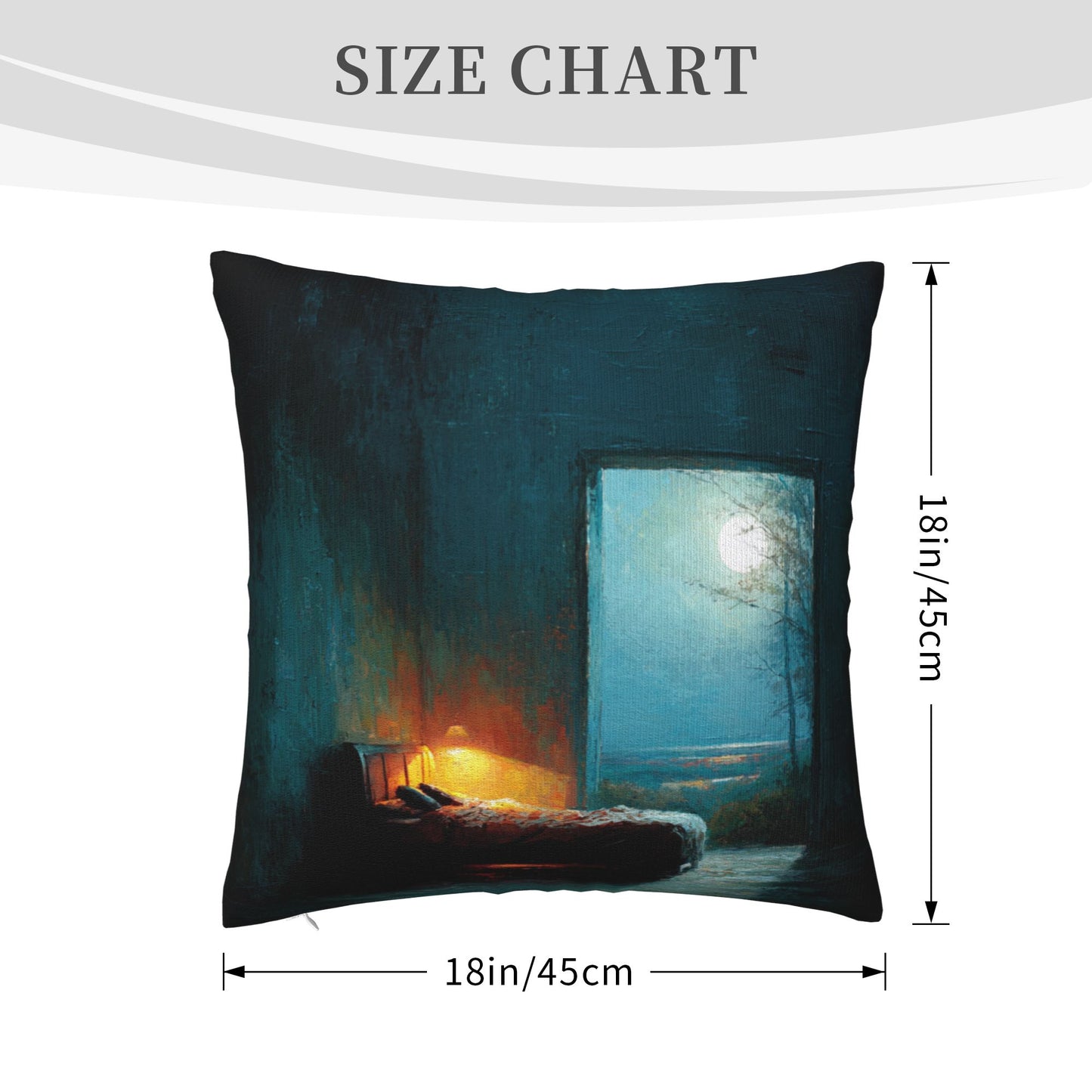 18"x18" Tranquil Moonlit Bedroom Pillow Cover – Dreamy Art Throw Cushion Case for Sofa or Bed