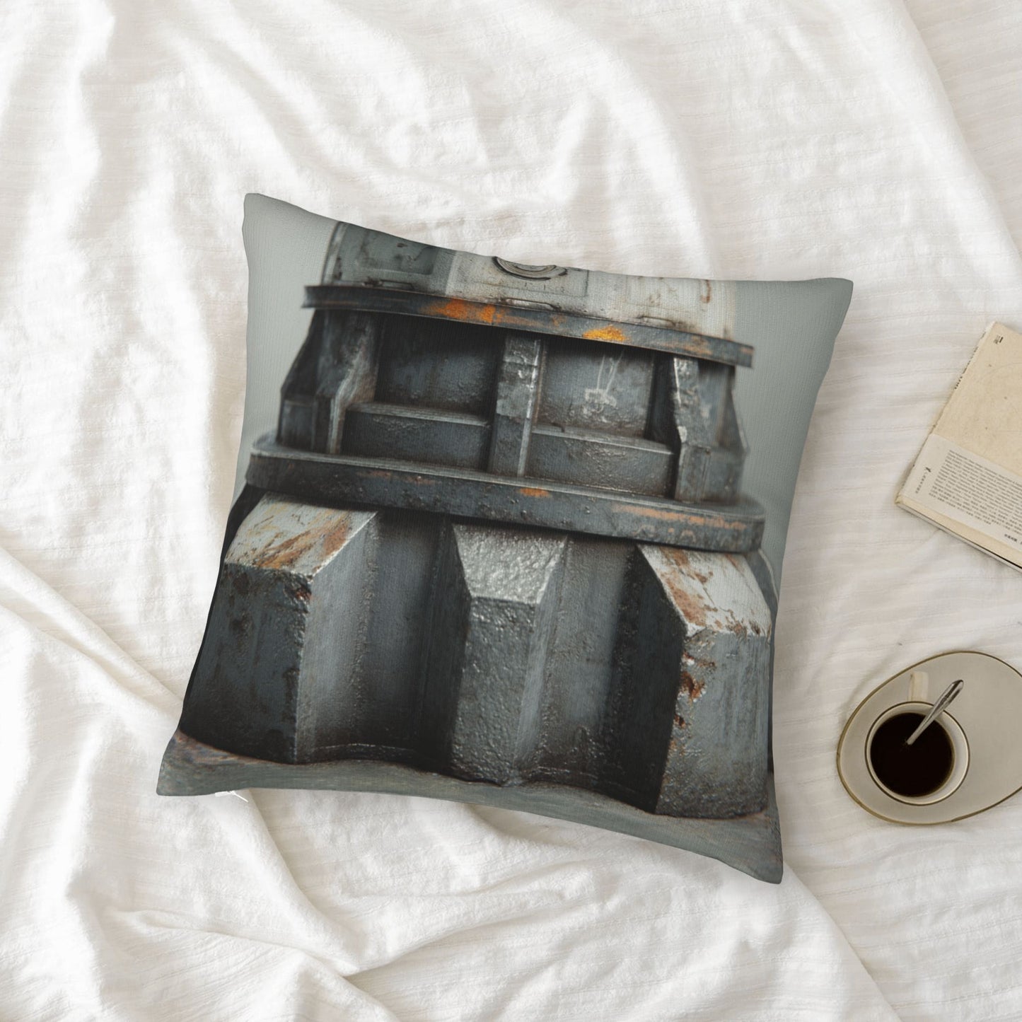 18"x18" Industrial Gear Texture Pillow Cover – Post-Apocalyptic Machine Design Throw Cushion for Modern Interiors