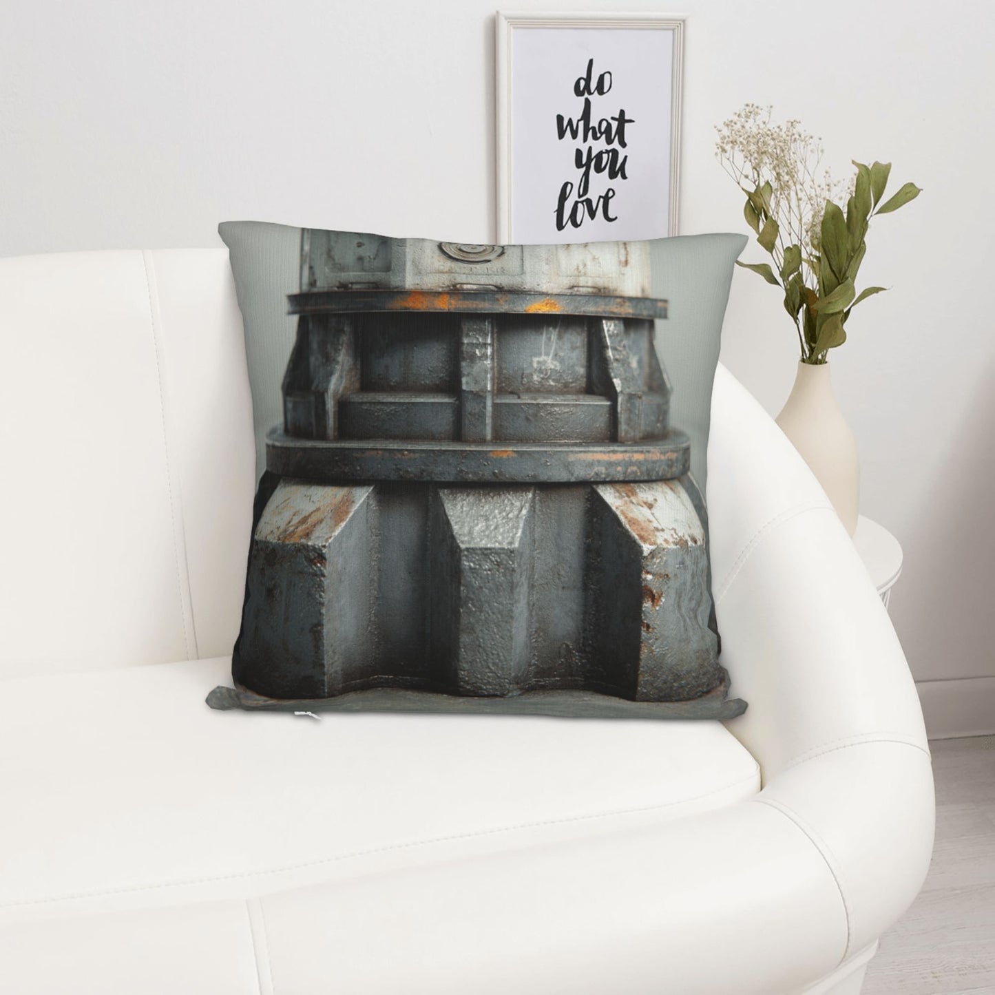 18"x18" Industrial Gear Texture Pillow Cover – Post-Apocalyptic Machine Design Throw Cushion for Modern Interiors
