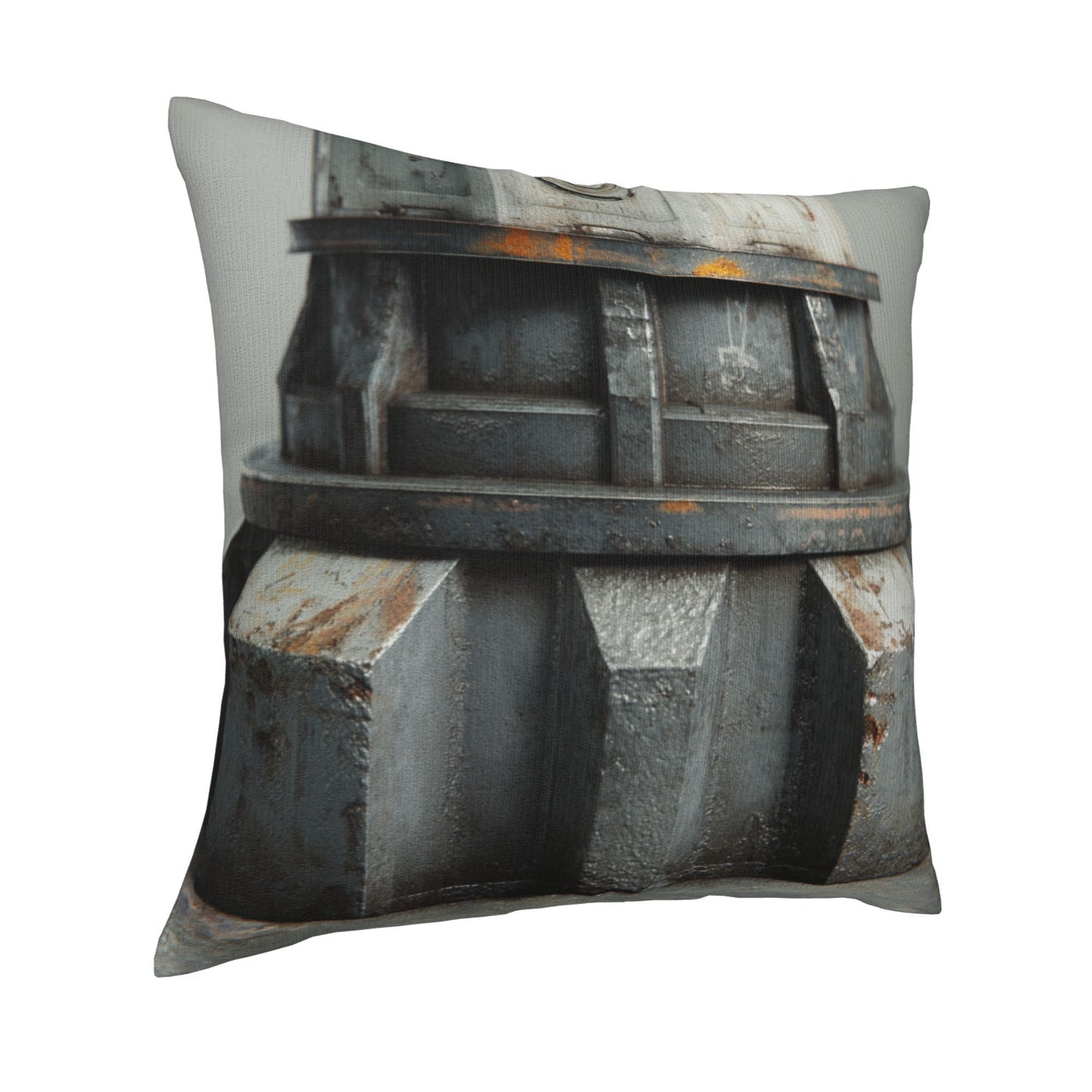 18"x18" Industrial Gear Texture Pillow Cover – Post-Apocalyptic Machine Design Throw Cushion for Modern Interiors