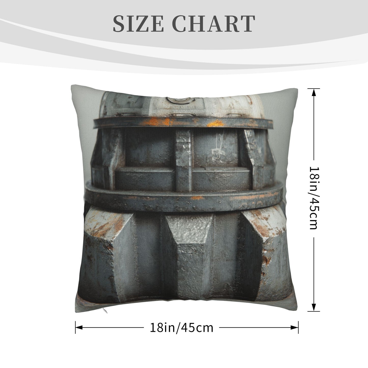 18"x18" Industrial Gear Texture Pillow Cover – Post-Apocalyptic Machine Design Throw Cushion for Modern Interiors