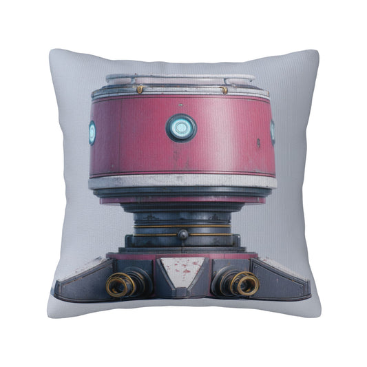 18"x18" Pink Futuristic Robot Pillow Cover – Minimalist Sci-Fi Mech Design Throw Cushion for Modern Decor