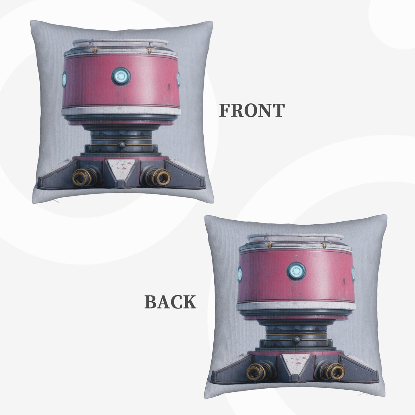 18"x18" Pink Futuristic Robot Pillow Cover – Minimalist Sci-Fi Mech Design Throw Cushion for Modern Decor