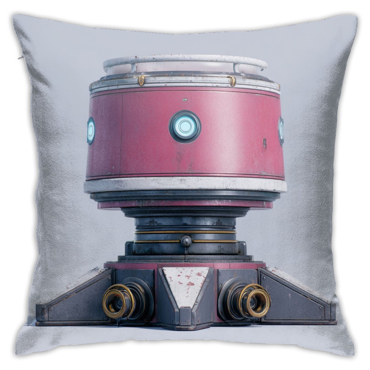 18"x18" Pink Futuristic Robot Pillow Cover – Minimalist Sci-Fi Mech Design Throw Cushion for Modern Decor