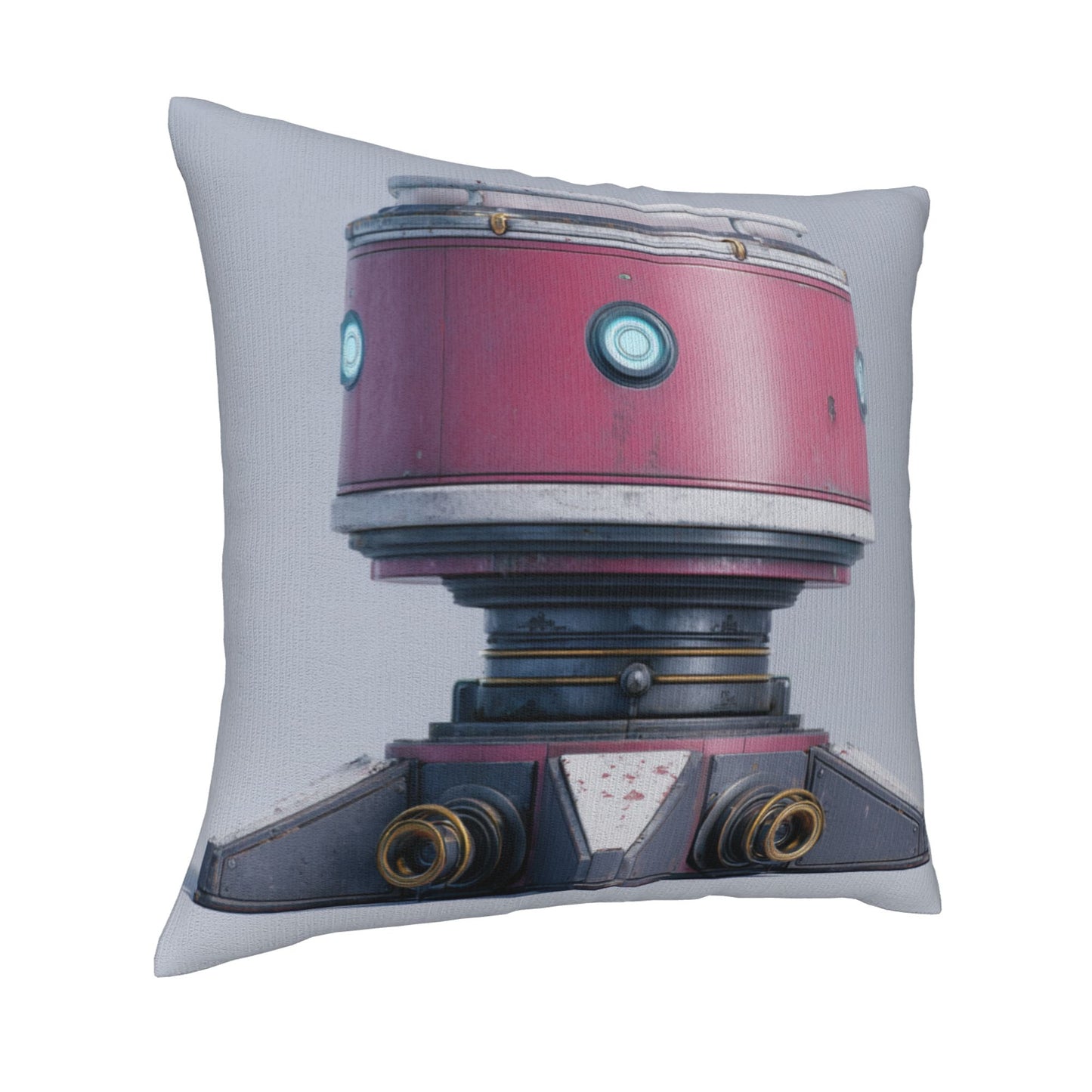18"x18" Pink Futuristic Robot Pillow Cover – Minimalist Sci-Fi Mech Design Throw Cushion for Modern Decor