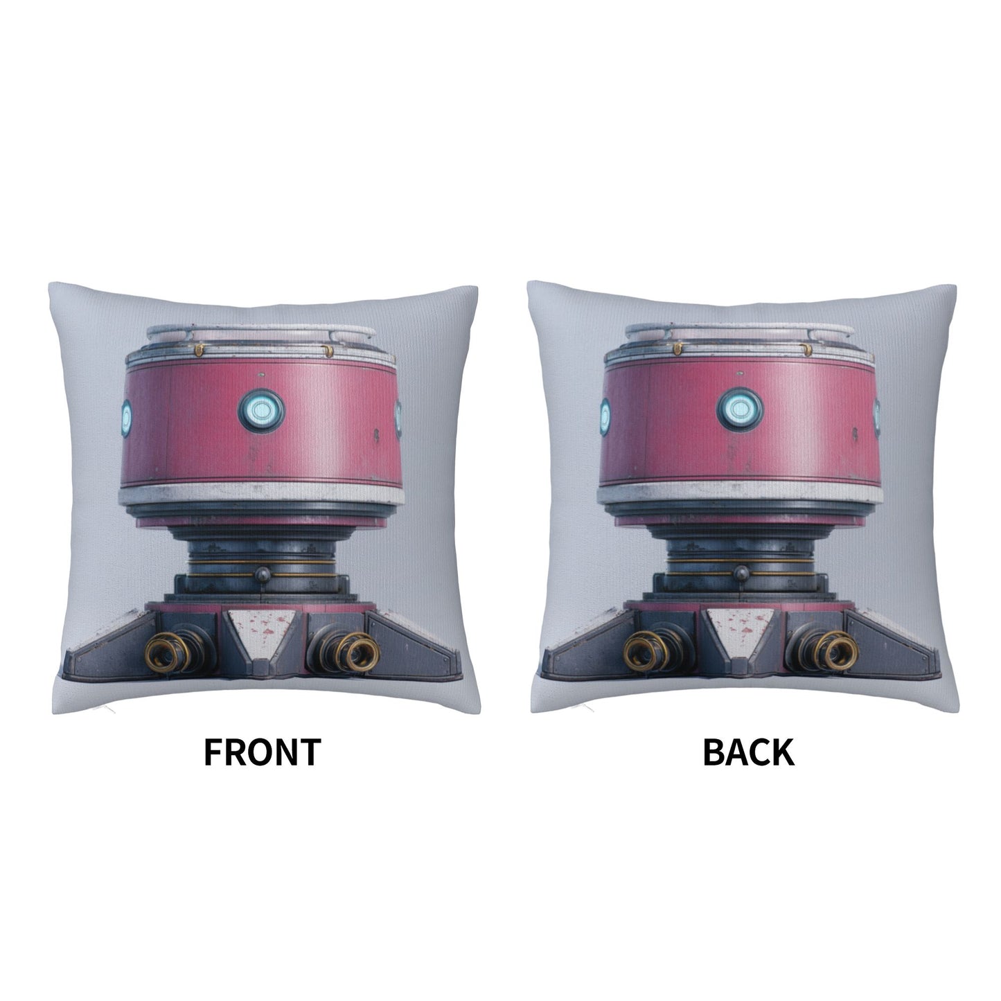 18"x18" Pink Futuristic Robot Pillow Cover – Minimalist Sci-Fi Mech Design Throw Cushion for Modern Decor