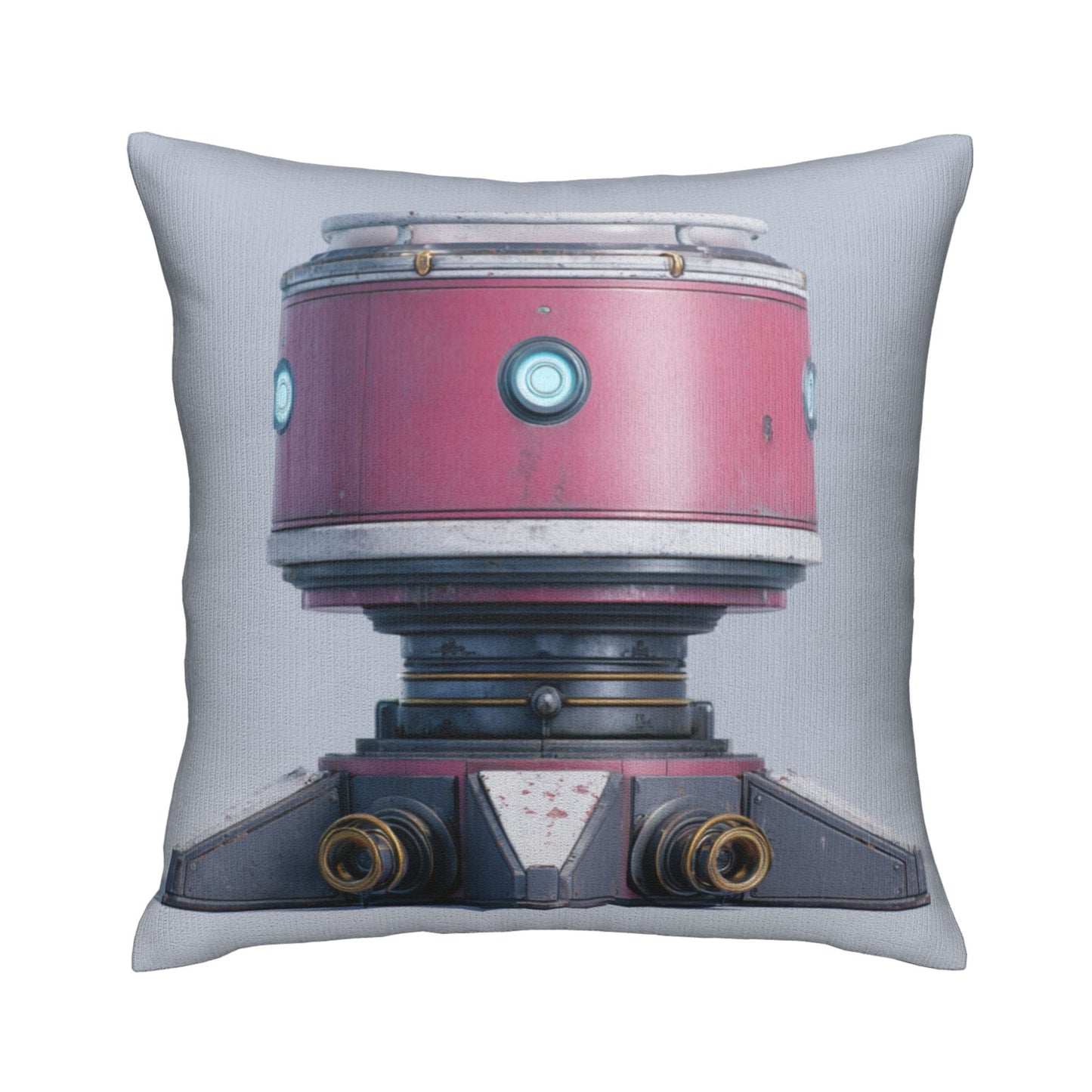 18"x18" Pink Futuristic Robot Pillow Cover – Minimalist Sci-Fi Mech Design Throw Cushion for Modern Decor