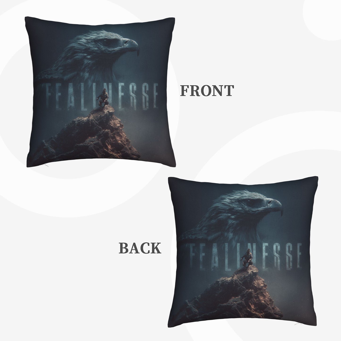 18"x18" Fearless Eagle Totem Pillow Cover – Motivational Climber Illustration Cushion for Inspirational Spaces
