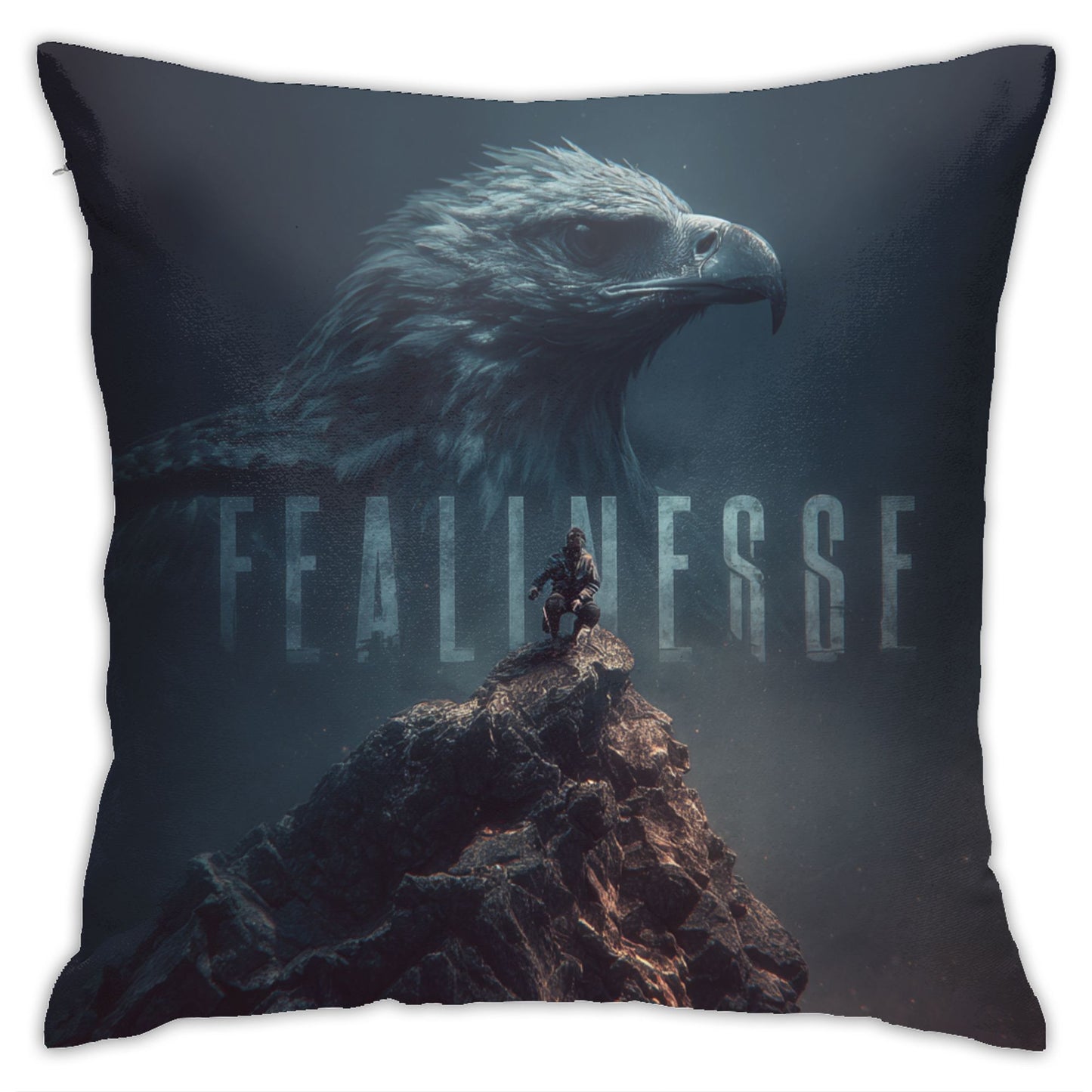 18"x18" Fearless Eagle Totem Pillow Cover – Motivational Climber Illustration Cushion for Inspirational Spaces
