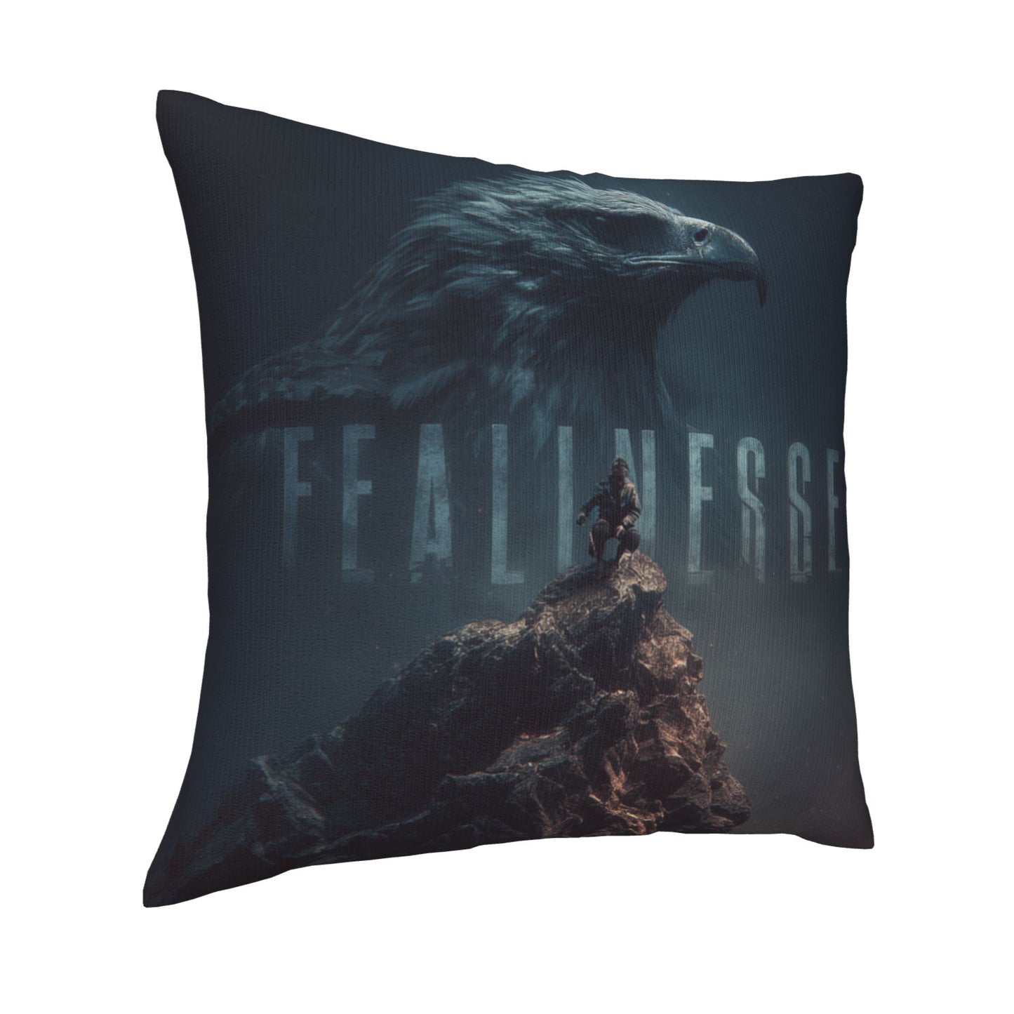 18"x18" Fearless Eagle Totem Pillow Cover – Motivational Climber Illustration Cushion for Inspirational Spaces
