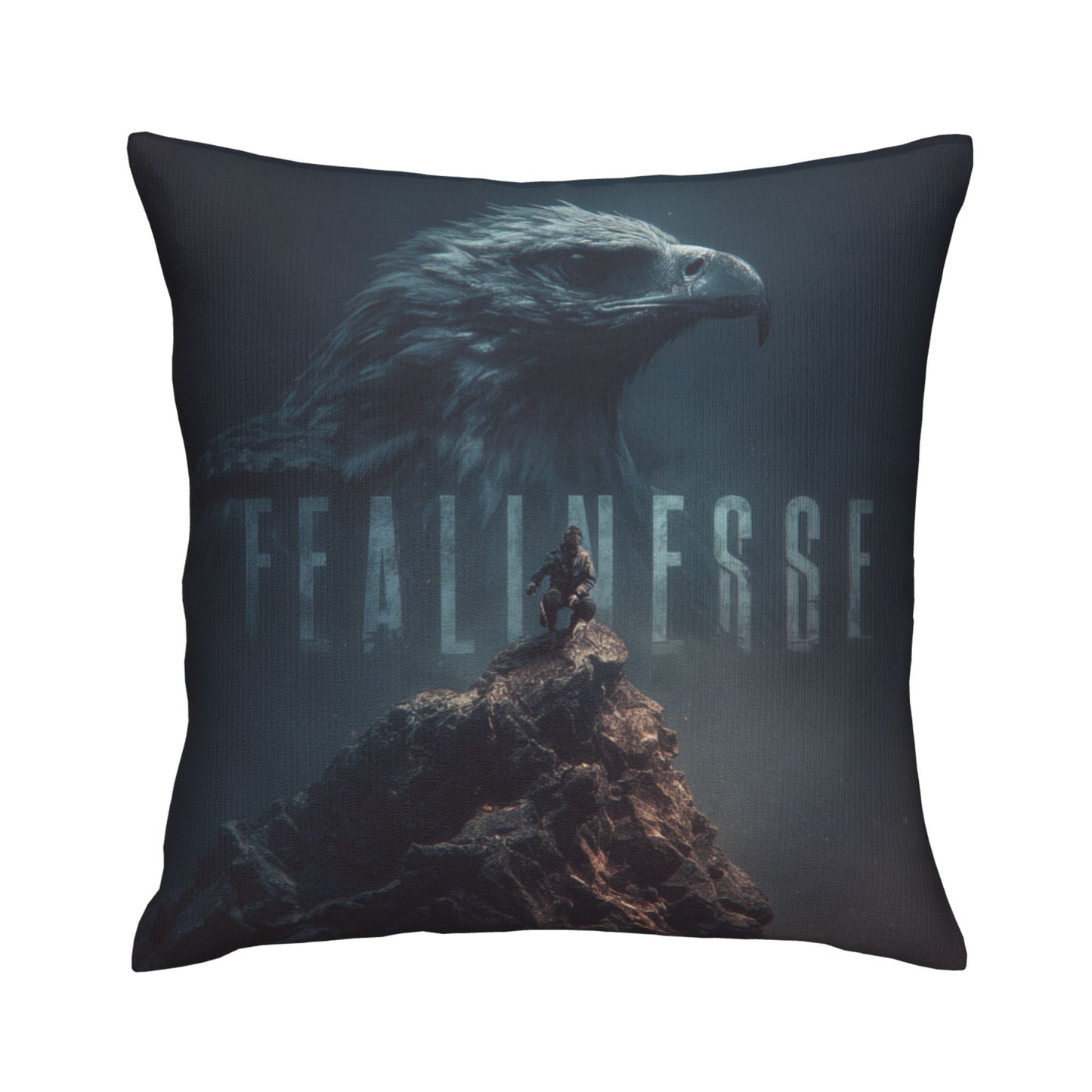 18"x18" Fearless Eagle Totem Pillow Cover – Motivational Climber Illustration Cushion for Inspirational Spaces