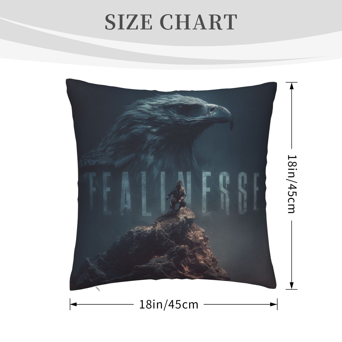 18"x18" Fearless Eagle Totem Pillow Cover – Motivational Climber Illustration Cushion for Inspirational Spaces