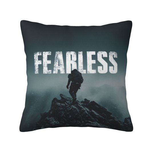 18"x18" Fearless Climber Motivational Pillow Cover – Bold Adventure Theme Cushion for Gym, Studio, or Home