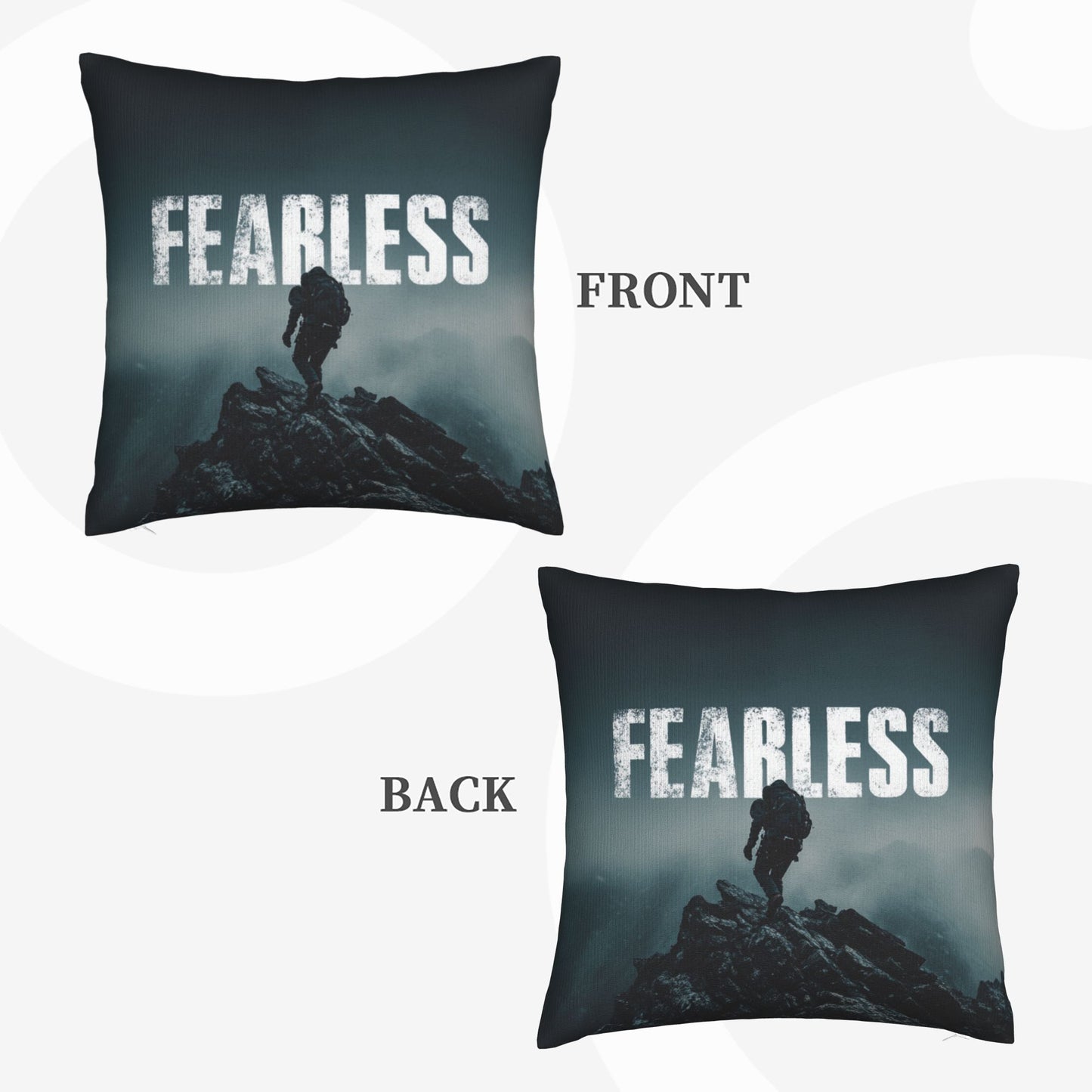 18"x18" Fearless Climber Motivational Pillow Cover – Bold Adventure Theme Cushion for Gym, Studio, or Home