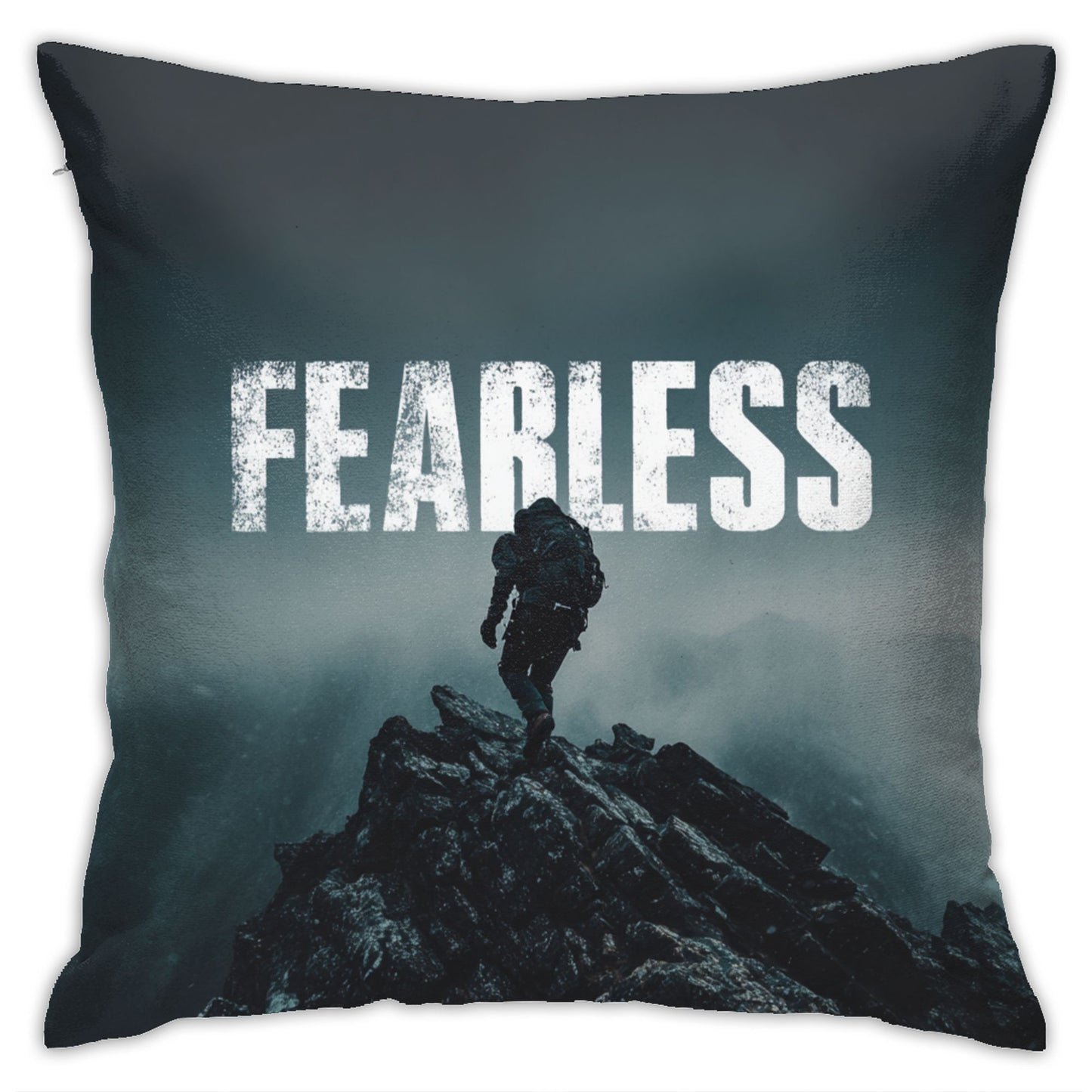 18"x18" Fearless Climber Motivational Pillow Cover – Bold Adventure Theme Cushion for Gym, Studio, or Home
