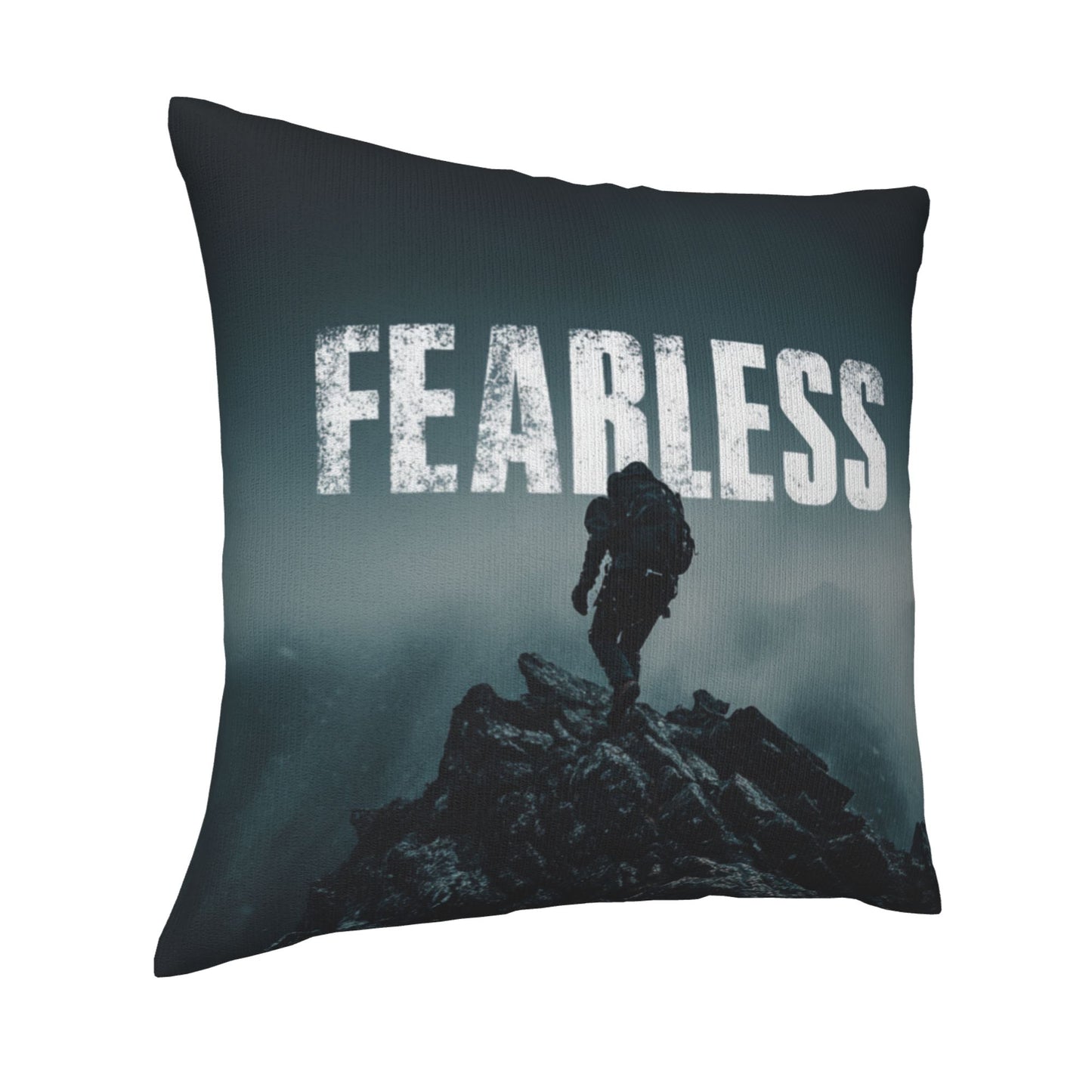 18"x18" Fearless Climber Motivational Pillow Cover – Bold Adventure Theme Cushion for Gym, Studio, or Home