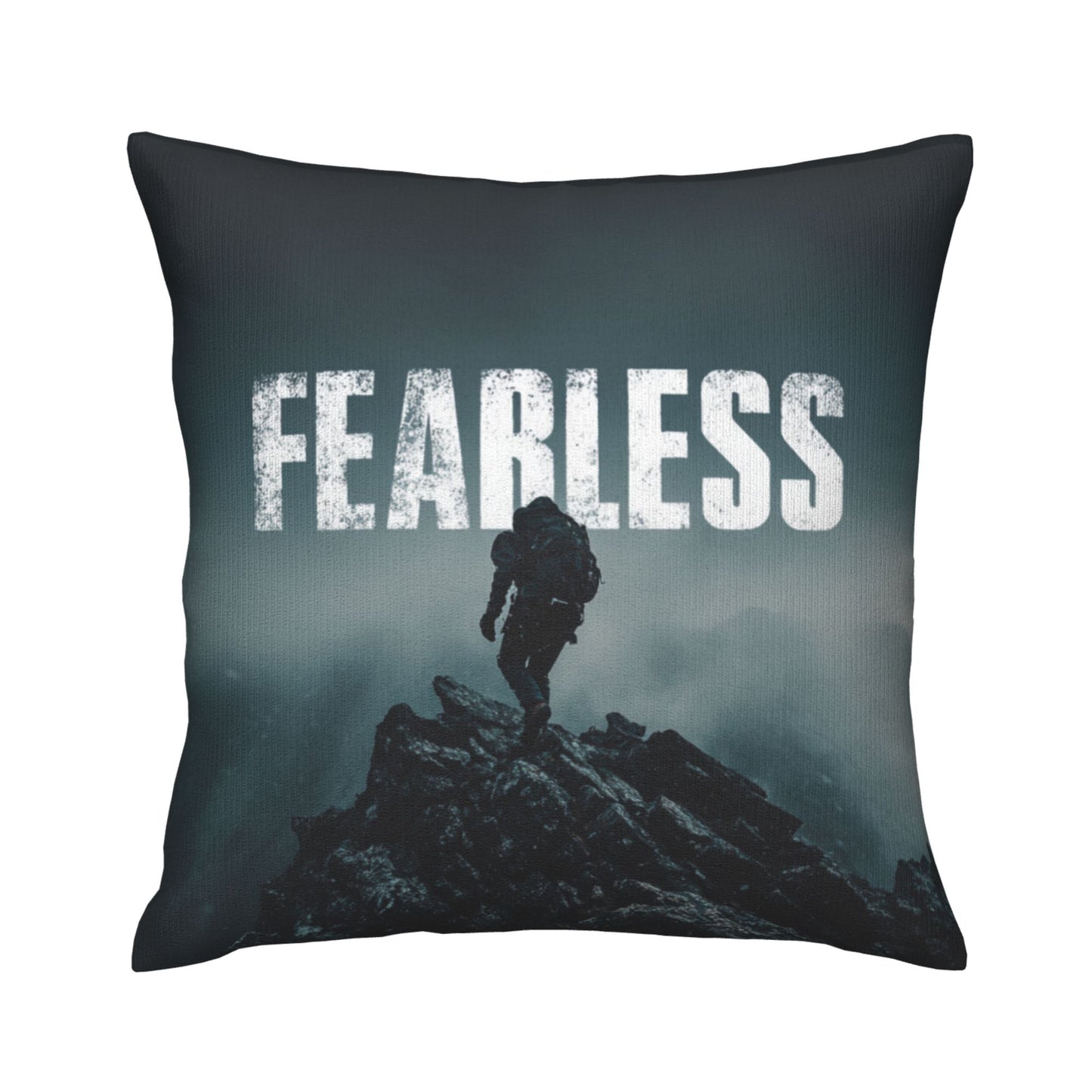 18"x18" Fearless Climber Motivational Pillow Cover – Bold Adventure Theme Cushion for Gym, Studio, or Home