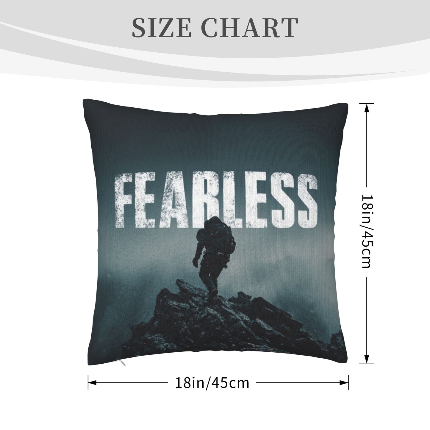 18"x18" Fearless Climber Motivational Pillow Cover – Bold Adventure Theme Cushion for Gym, Studio, or Home