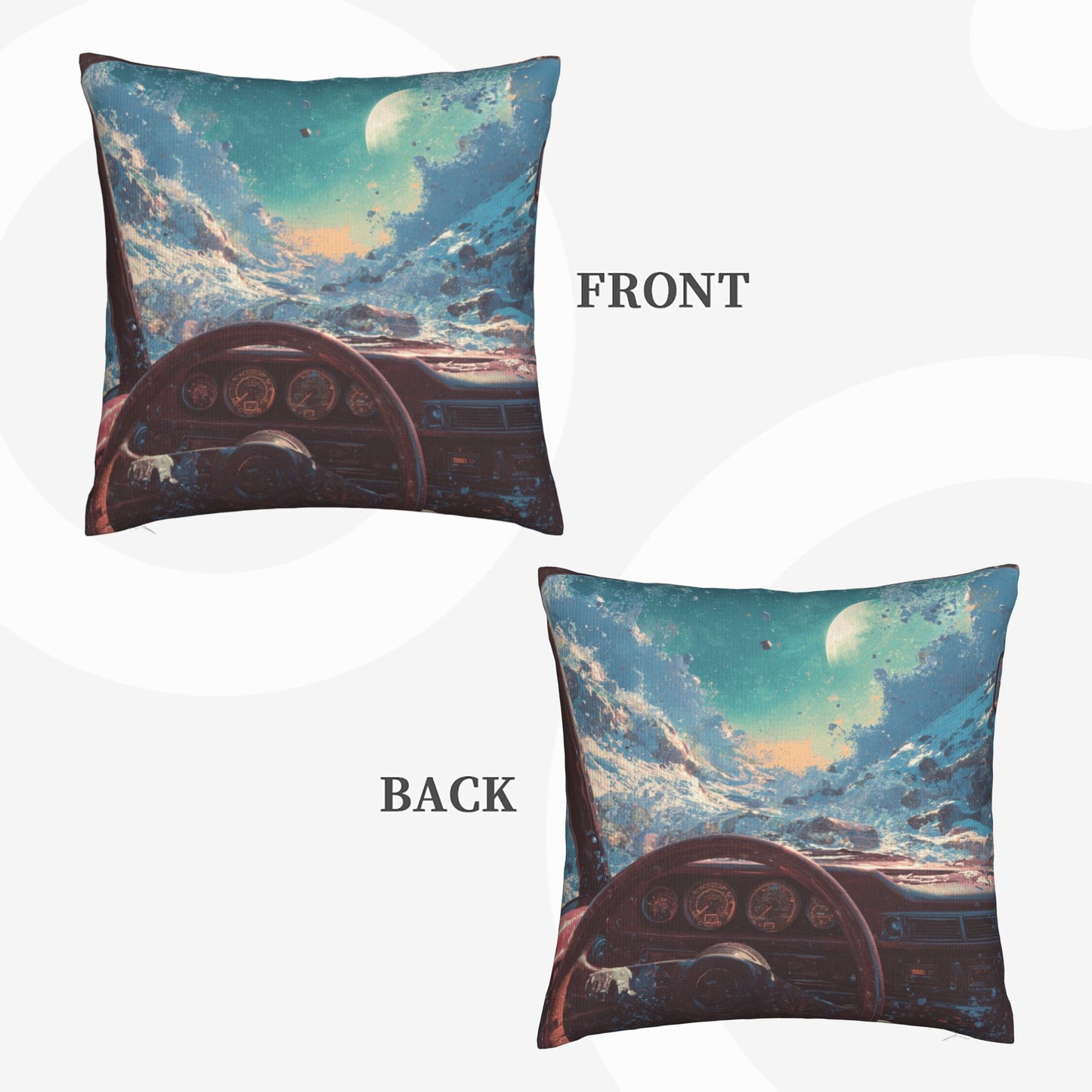 18"x18" Interstellar Cockpit Pillow Cover – Sci-Fi Driving View Fantasy Cushion for Futuristic Interiors