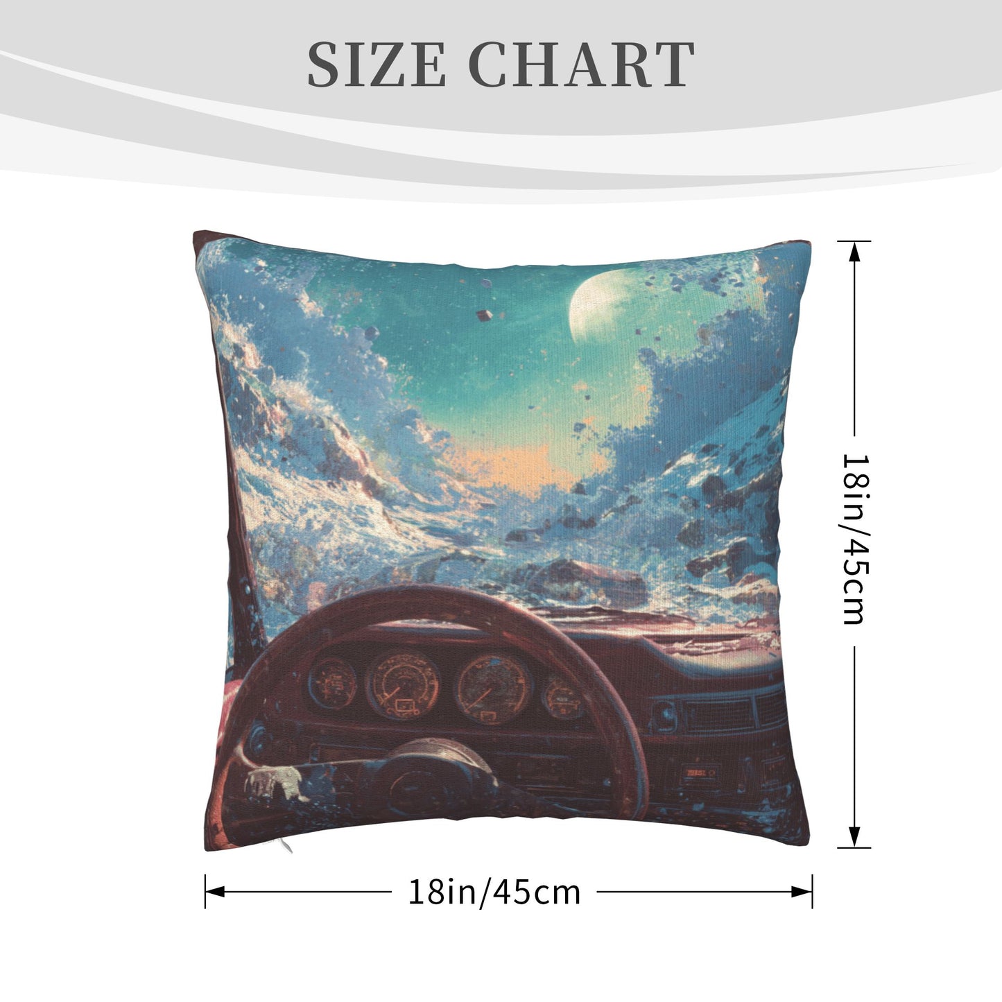 18"x18" Interstellar Cockpit Pillow Cover – Sci-Fi Driving View Fantasy Cushion for Futuristic Interiors