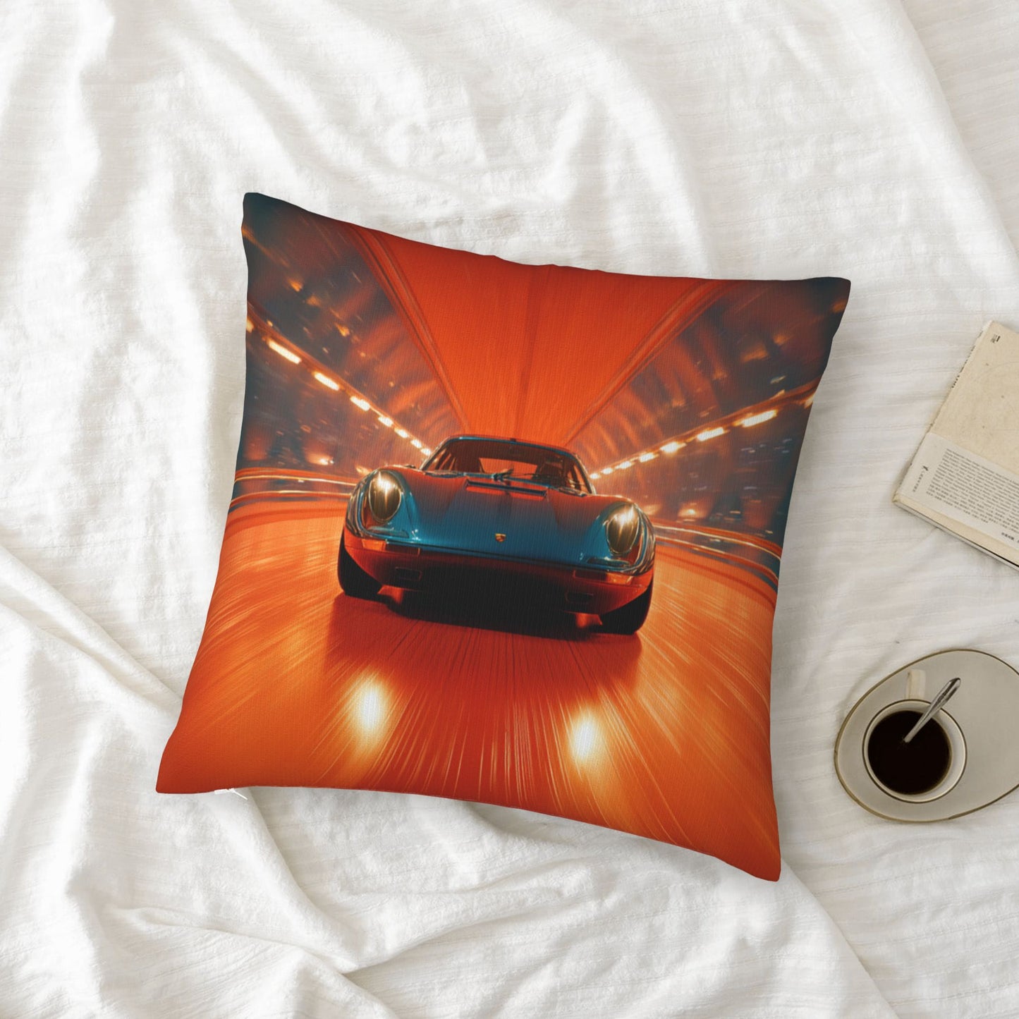 18"x18" Racing Car Tunnel Throw Pillow Cover – Speed Theme Decorative Cushion Case for Couch, Bedroom, or Car Seat