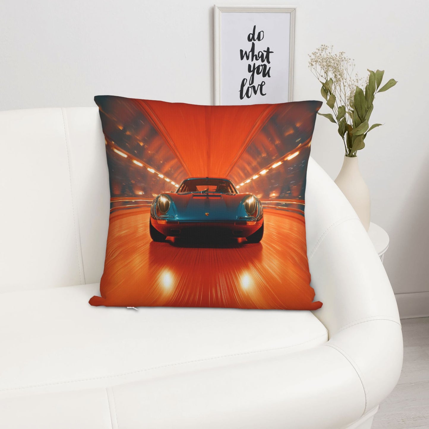 18"x18" Racing Car Tunnel Throw Pillow Cover – Speed Theme Decorative Cushion Case for Couch, Bedroom, or Car Seat