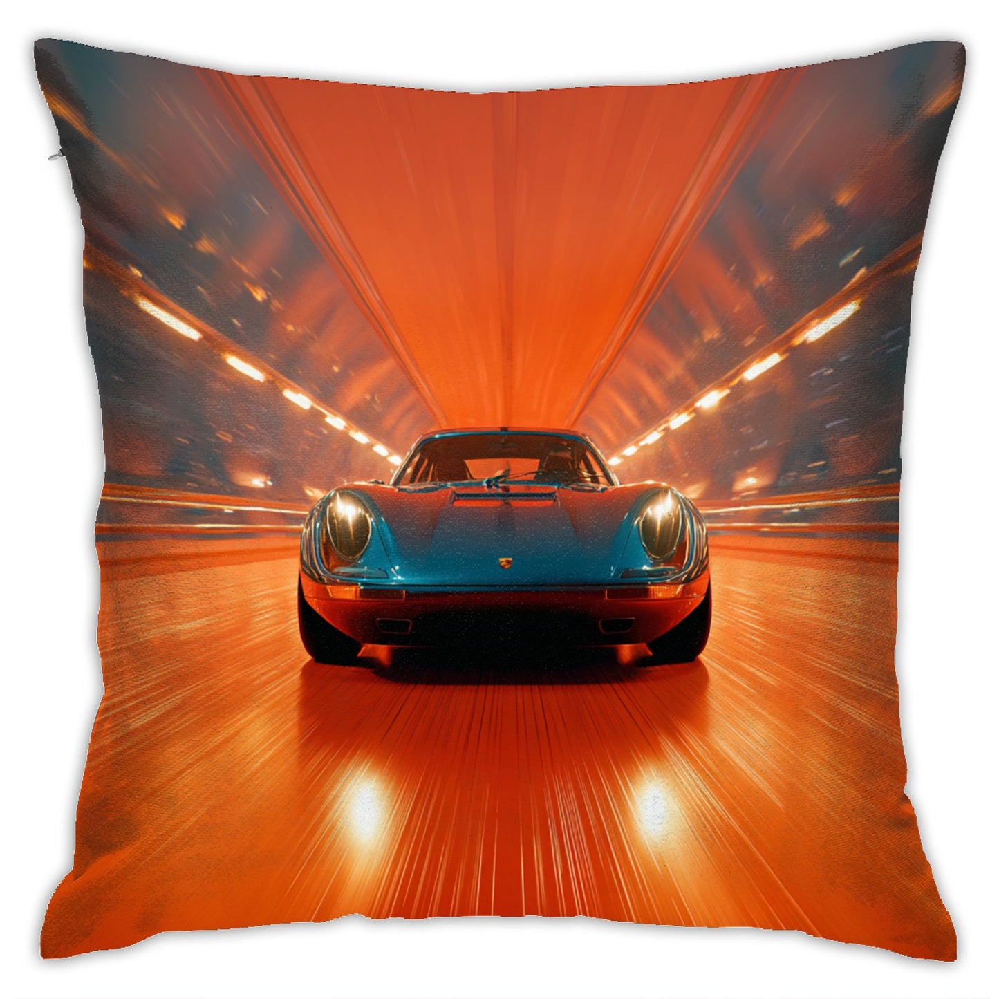 18"x18" Racing Car Tunnel Throw Pillow Cover – Speed Theme Decorative Cushion Case for Couch, Bedroom, or Car Seat