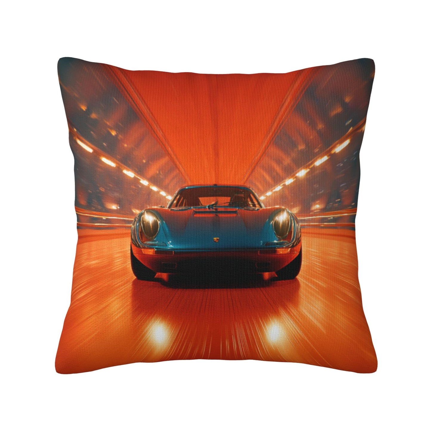 18"x18" Racing Car Tunnel Throw Pillow Cover – Speed Theme Decorative Cushion Case for Couch, Bedroom, or Car Seat