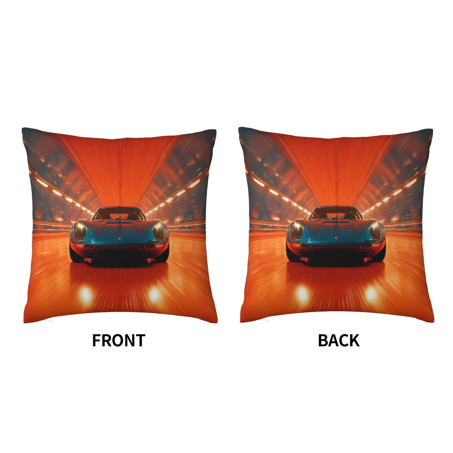 18"x18" Racing Car Tunnel Throw Pillow Cover – Speed Theme Decorative Cushion Case for Couch, Bedroom, or Car Seat