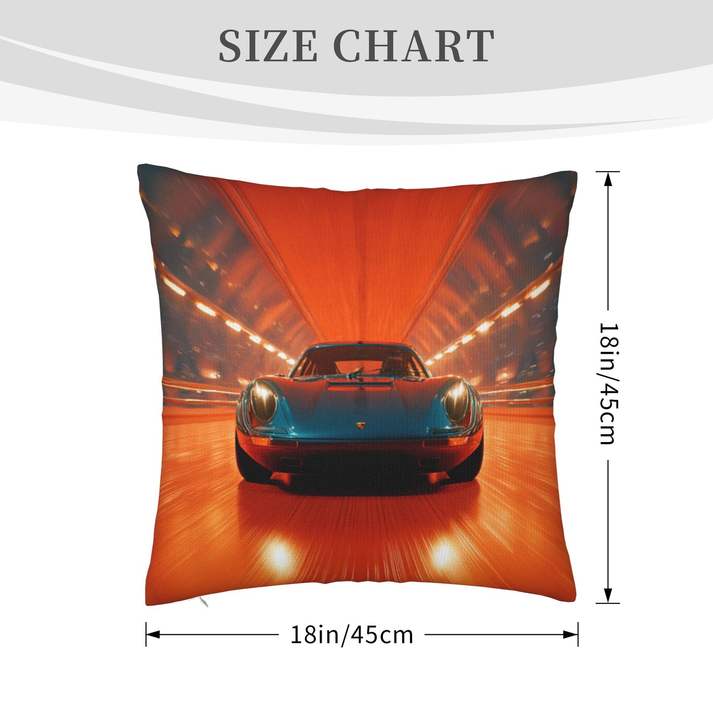 18"x18" Racing Car Tunnel Throw Pillow Cover – Speed Theme Decorative Cushion Case for Couch, Bedroom, or Car Seat