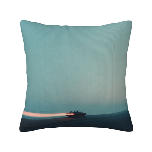 18"x18" Minimalist Sunset Car Journey Pillow Cover – Serene Road Trip Decorative Cushion Case