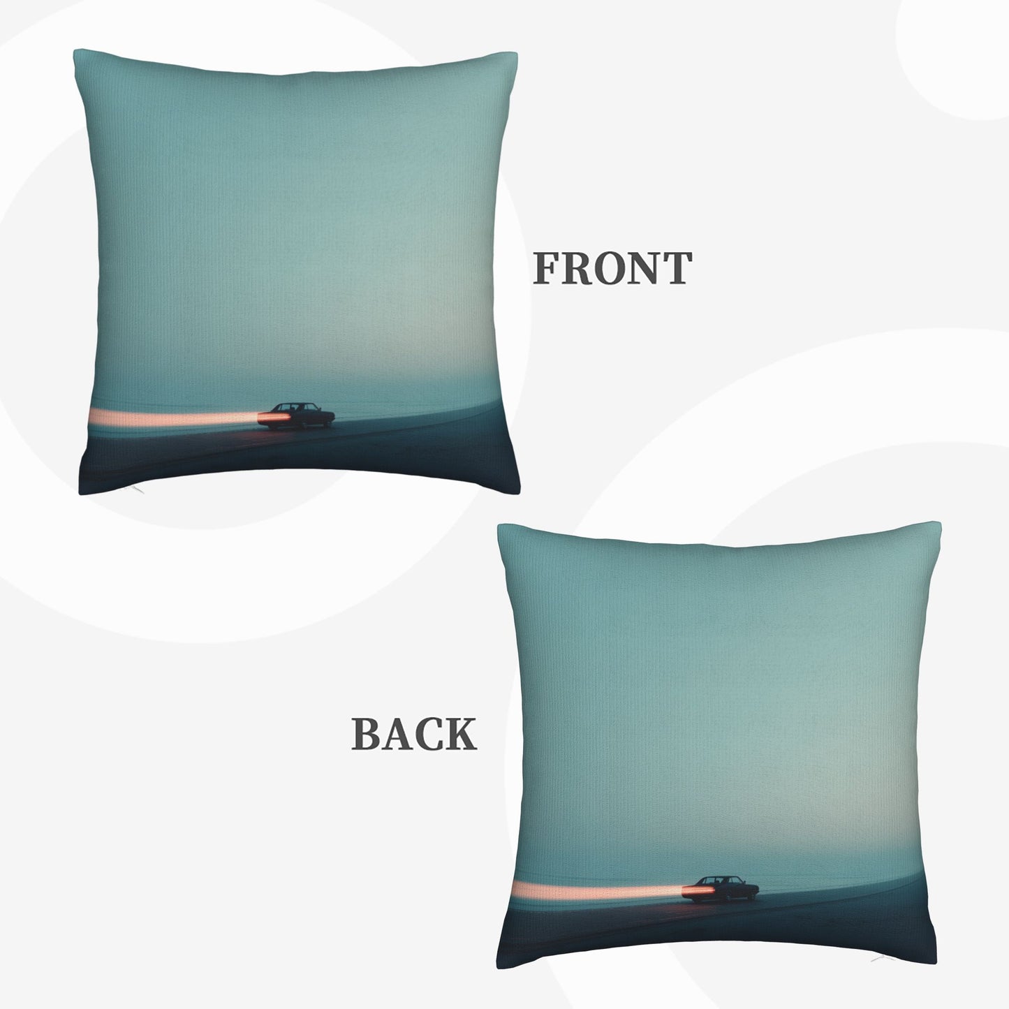 18"x18" Minimalist Sunset Car Journey Pillow Cover – Serene Road Trip Decorative Cushion Case