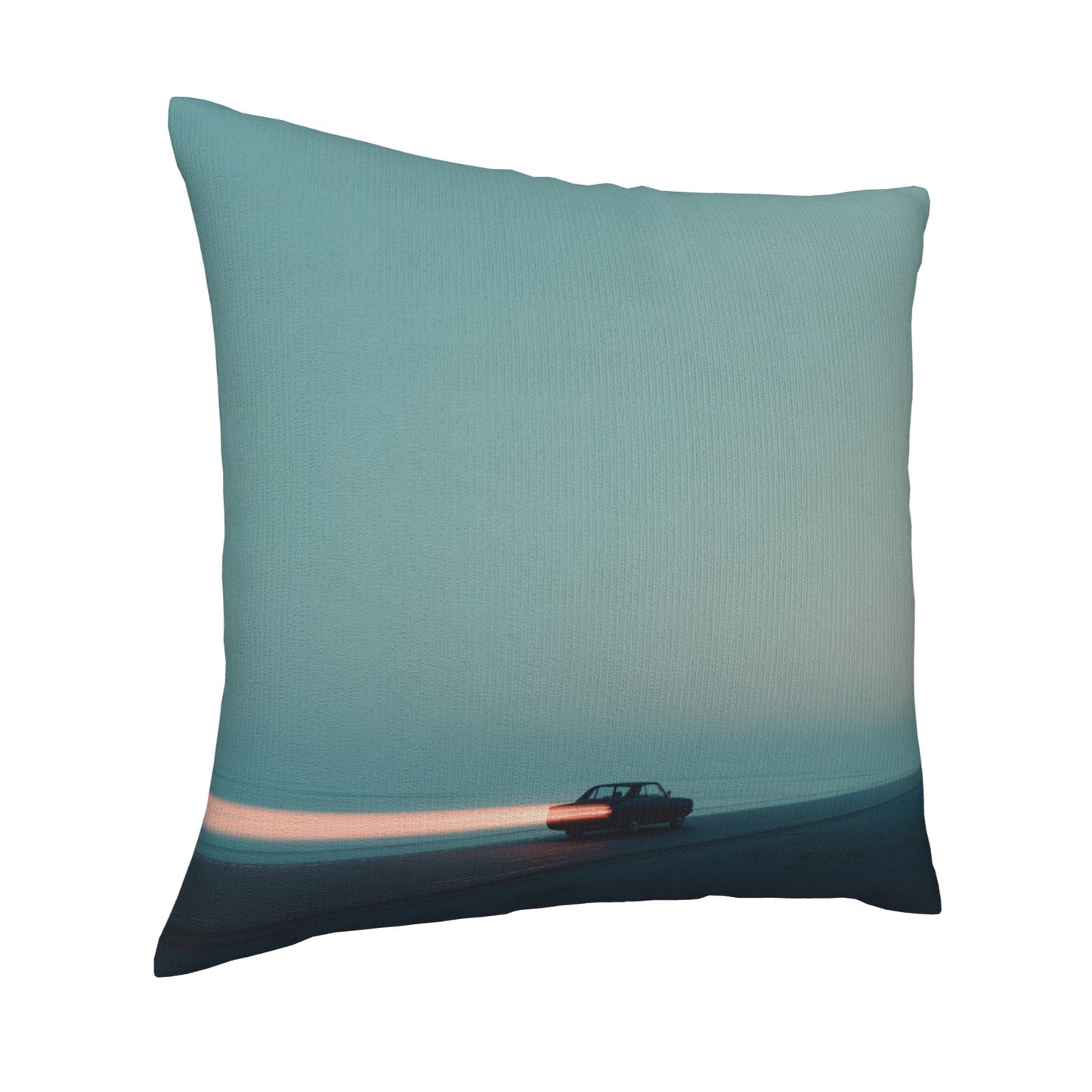 18"x18" Minimalist Sunset Car Journey Pillow Cover – Serene Road Trip Decorative Cushion Case