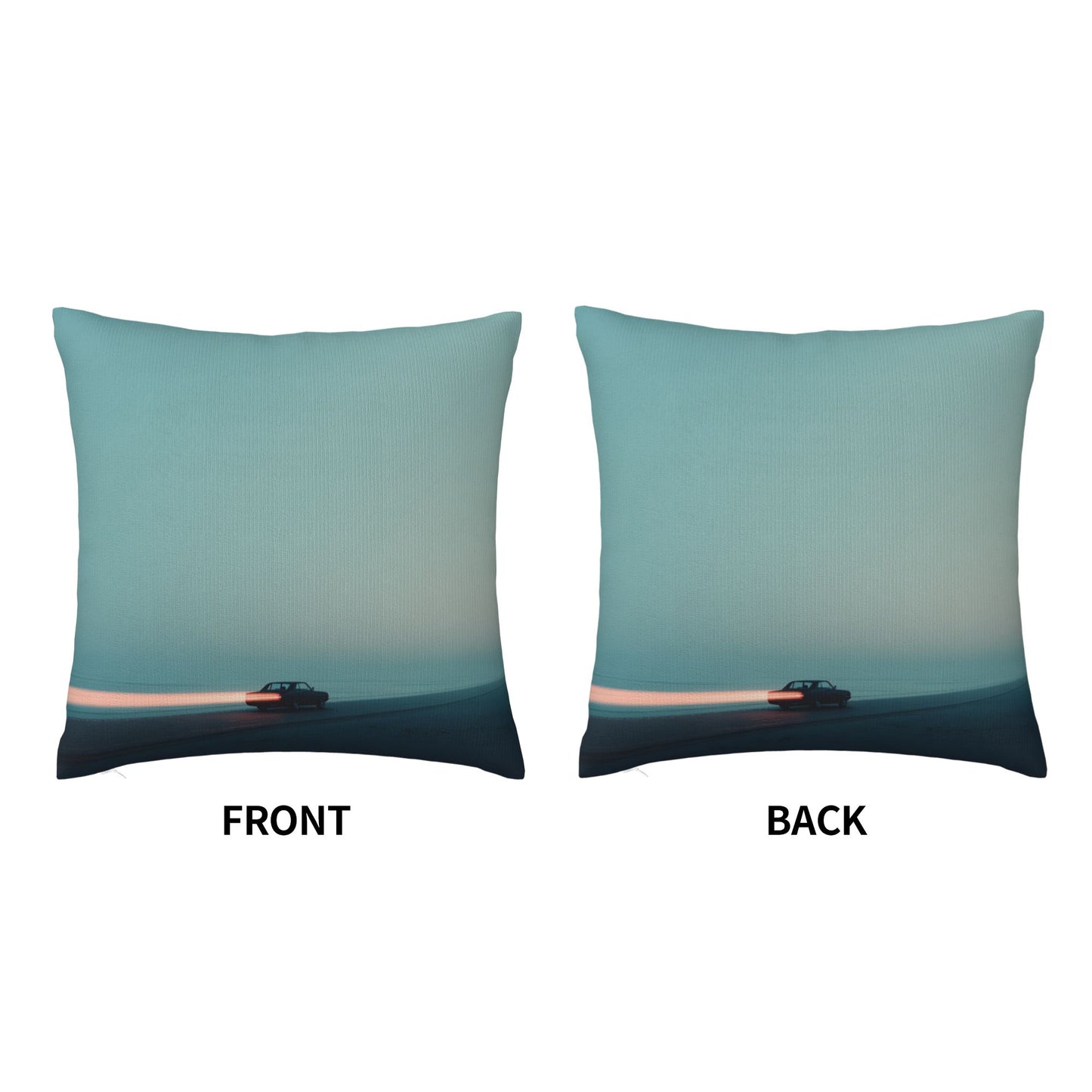 18"x18" Minimalist Sunset Car Journey Pillow Cover – Serene Road Trip Decorative Cushion Case