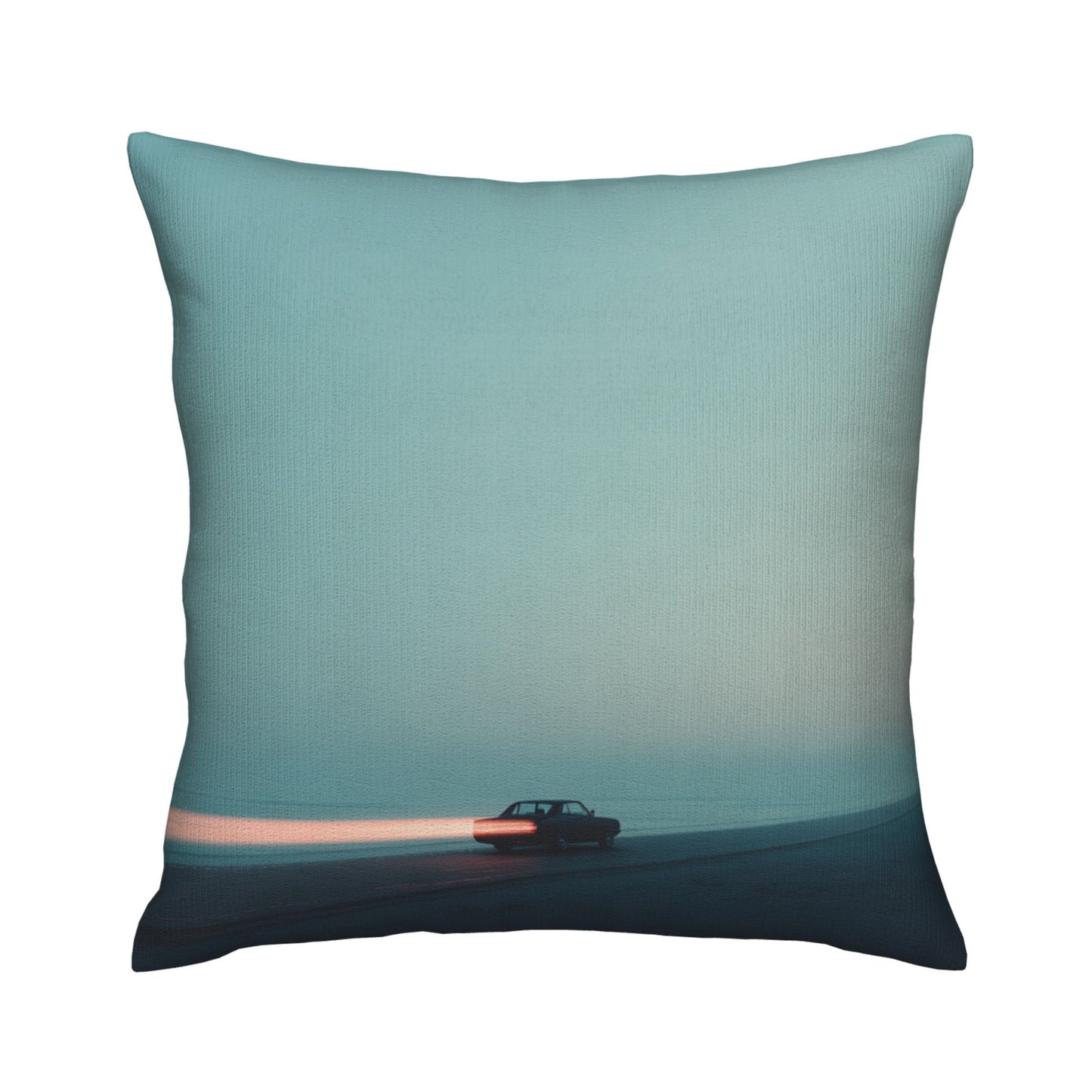 18"x18" Minimalist Sunset Car Journey Pillow Cover – Serene Road Trip Decorative Cushion Case