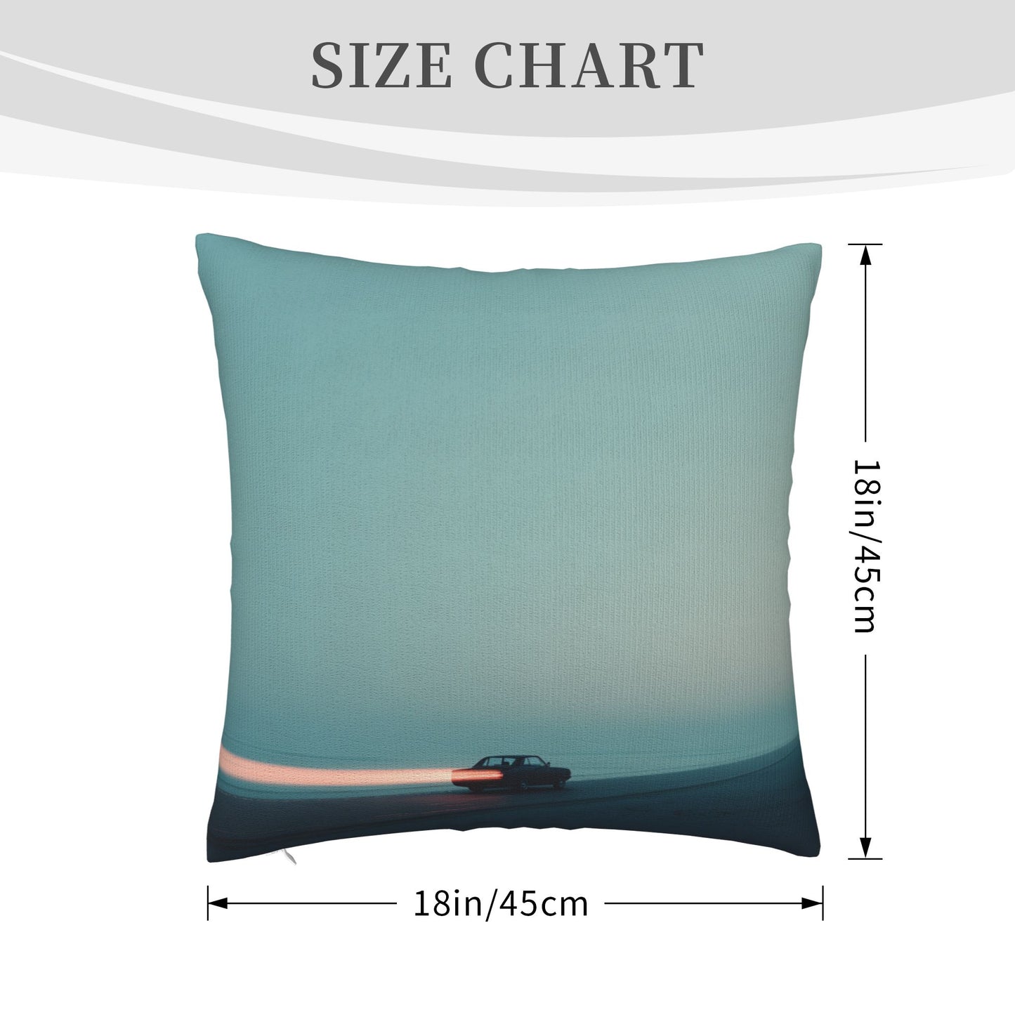 18"x18" Minimalist Sunset Car Journey Pillow Cover – Serene Road Trip Decorative Cushion Case
