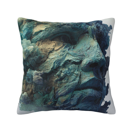 18"x18" Abstract Rock Texture Face Pillow Cover – Artistic Carved Stone Style Decorative Cushion Case