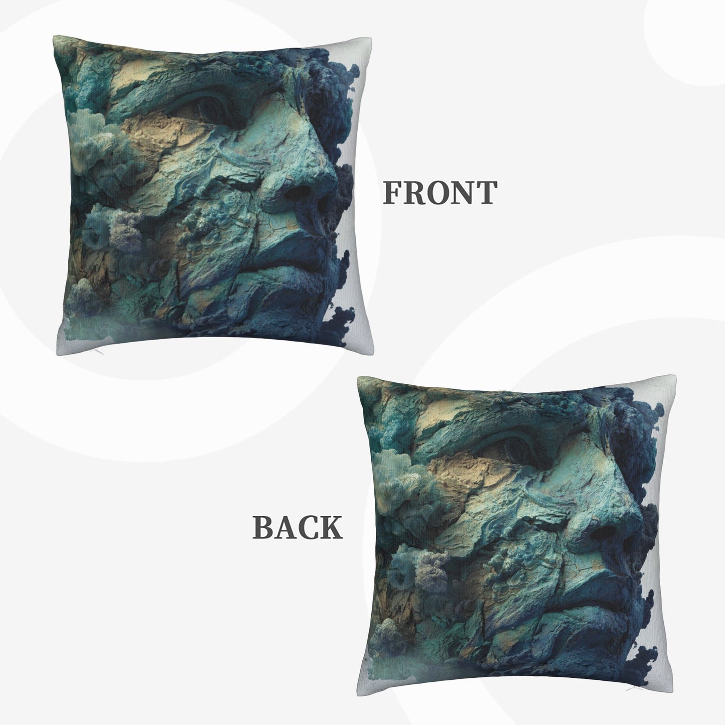 18"x18" Abstract Rock Texture Face Pillow Cover – Artistic Carved Stone Style Decorative Cushion Case