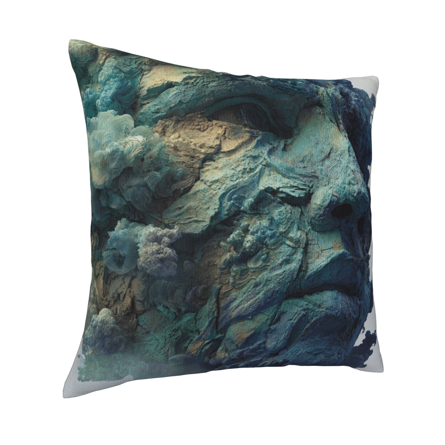 18"x18" Abstract Rock Texture Face Pillow Cover – Artistic Carved Stone Style Decorative Cushion Case