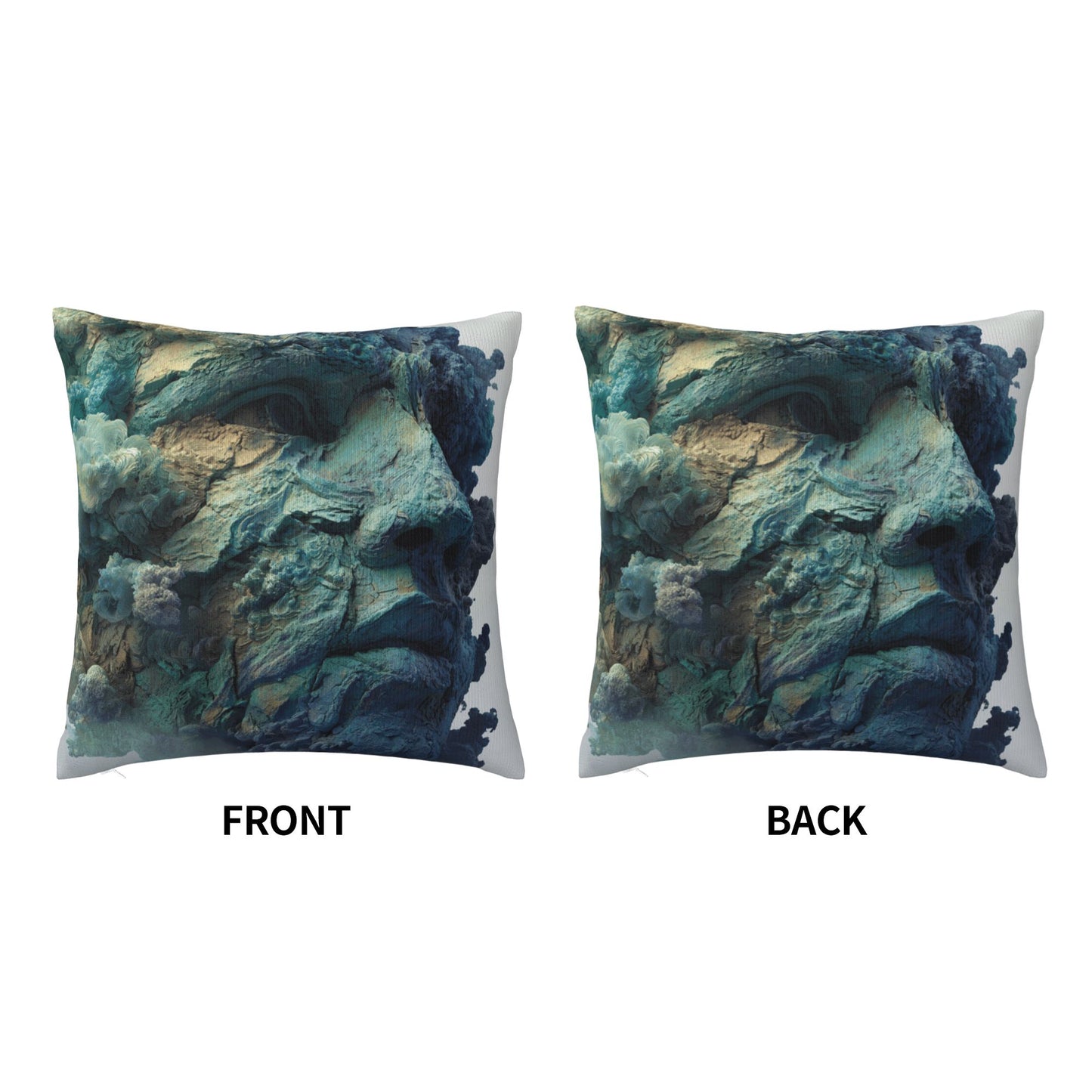 18"x18" Abstract Rock Texture Face Pillow Cover – Artistic Carved Stone Style Decorative Cushion Case