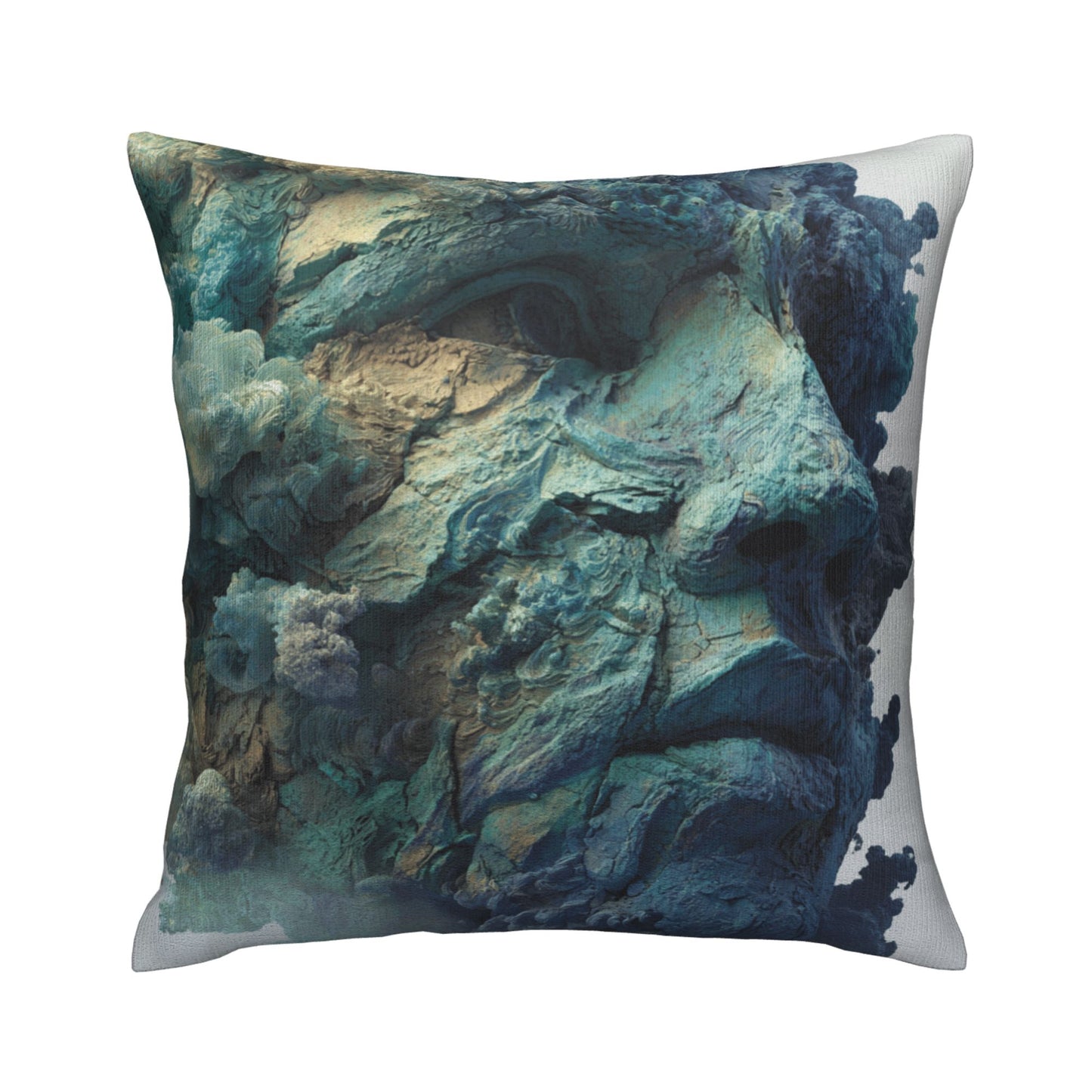 18"x18" Abstract Rock Texture Face Pillow Cover – Artistic Carved Stone Style Decorative Cushion Case
